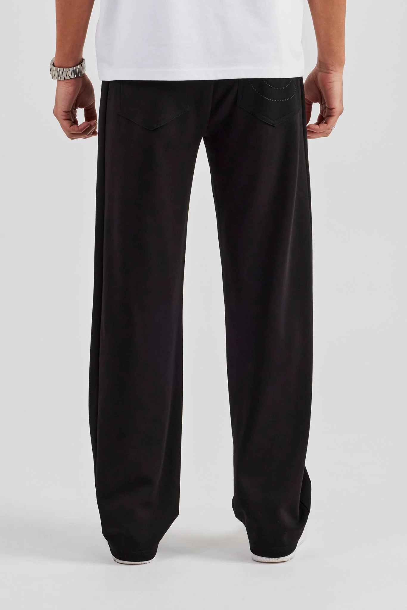 Contrast Embroidery Straight Leg Jogger - Black - Image 3