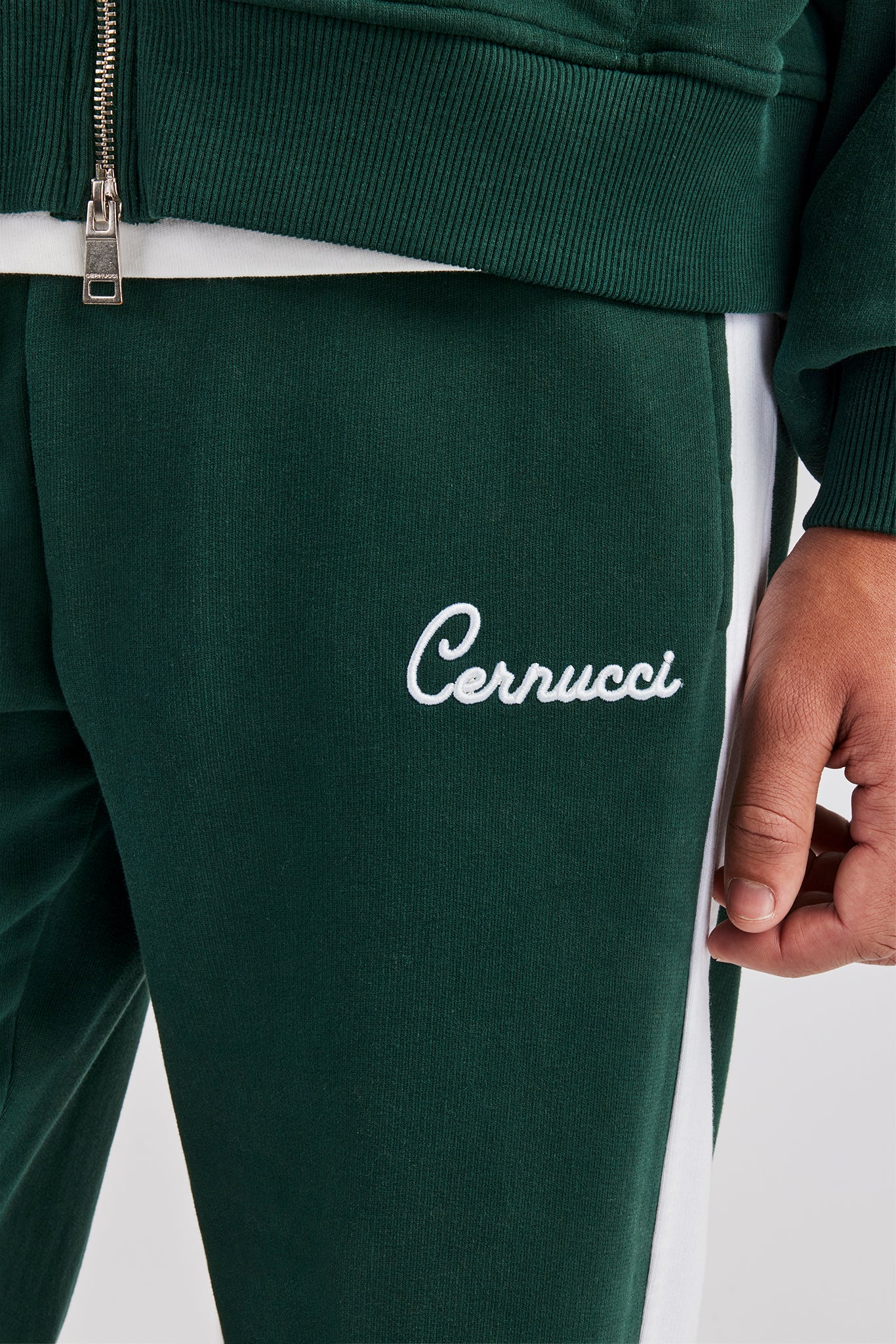 Contrast Panel Boxy Zip Through Tracksuit - Forest Green - Image 4