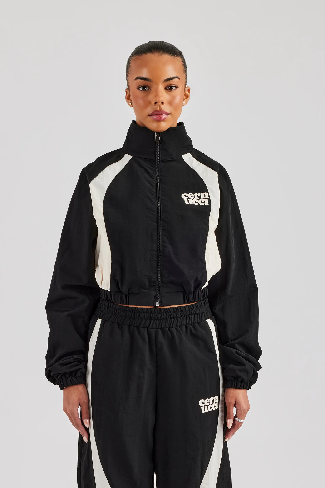 Contrast Panel Nylon Zip Through Jacket - Black - Image 4
