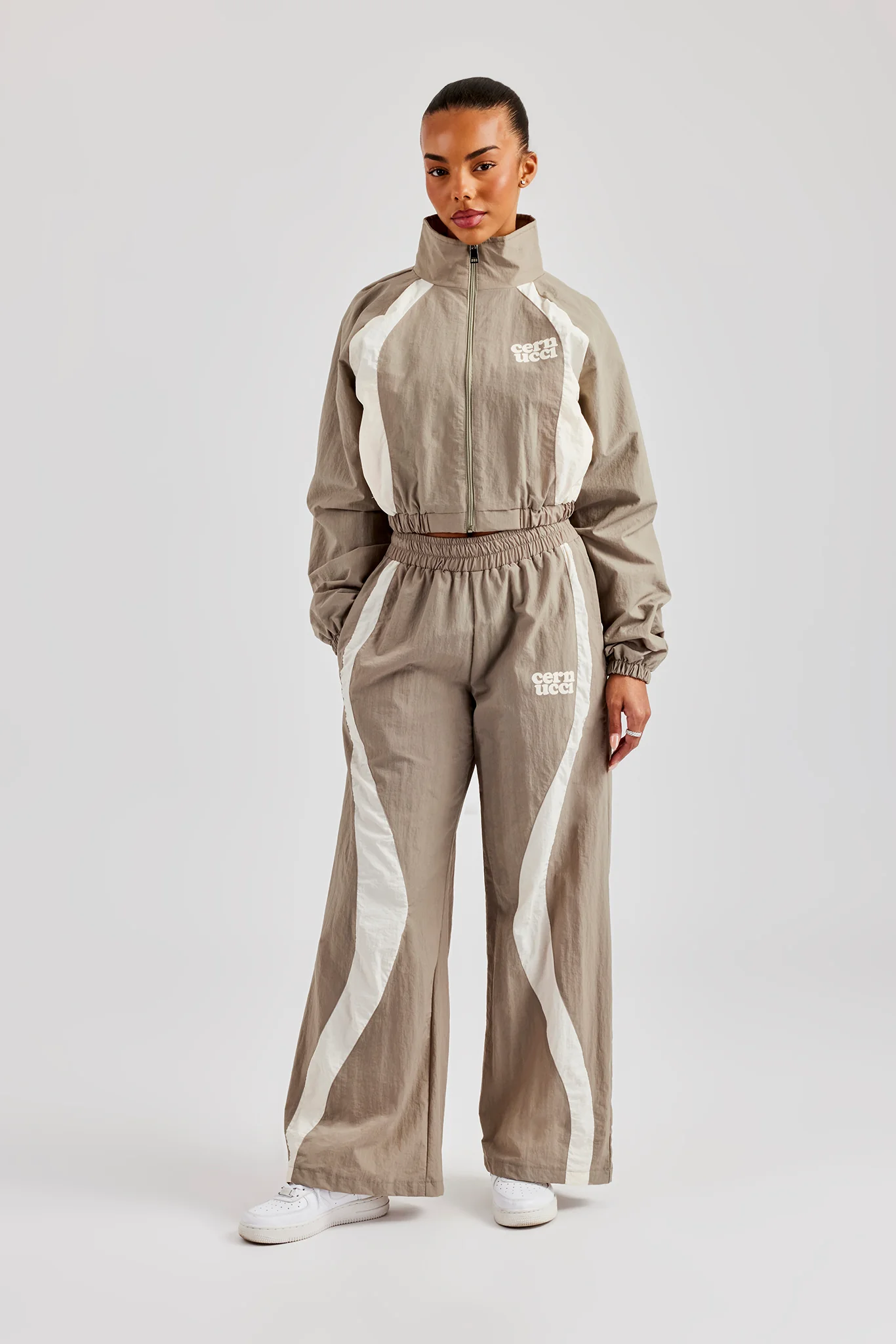 Contrast Panel Nylon Zip Through Jacket - Khaki - Image 3