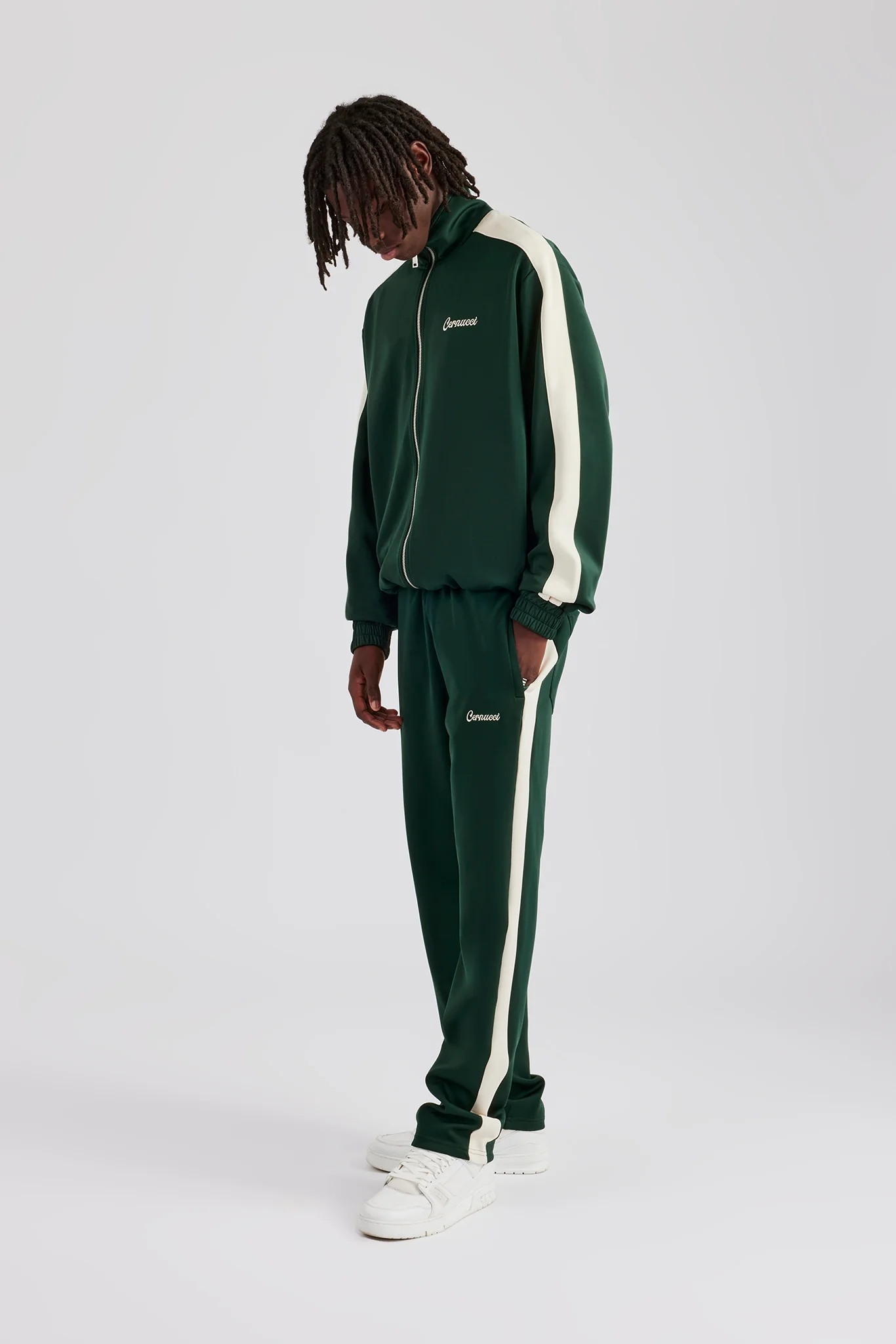 Contrast Panel Track Jacket - Forest Green - Image 4
