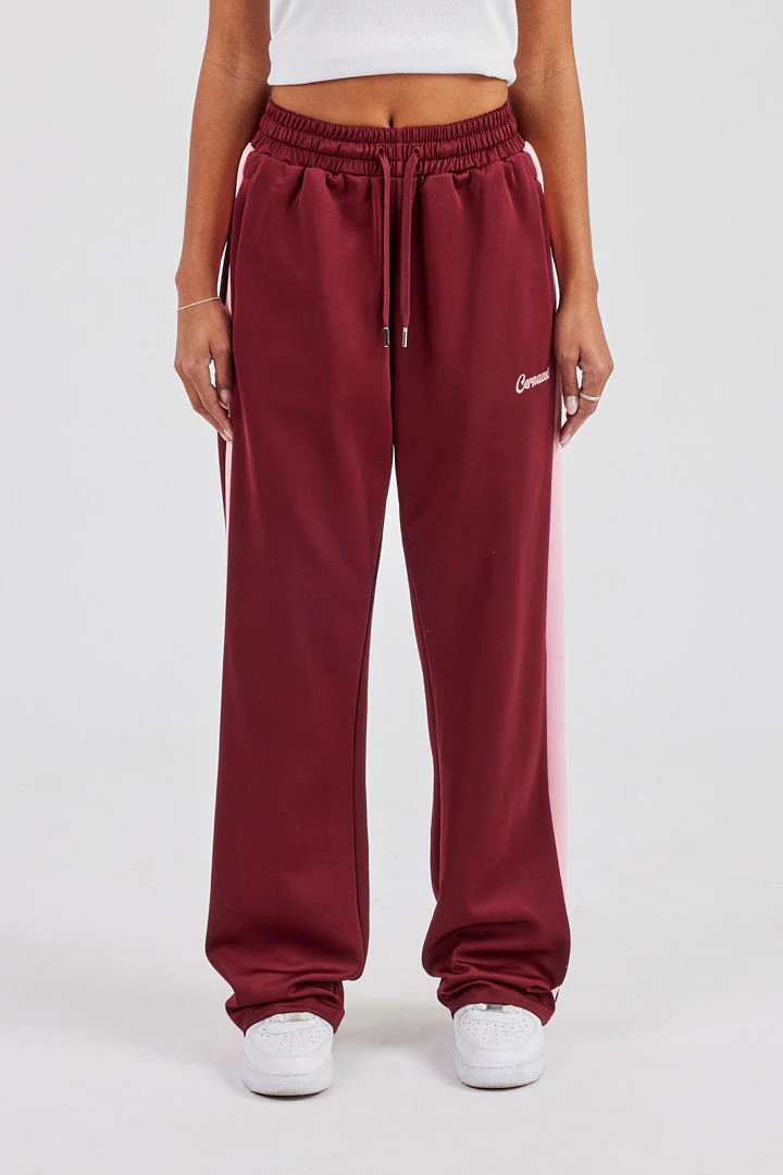 Contrast Panel Track Pant - Burgundy - Image 2