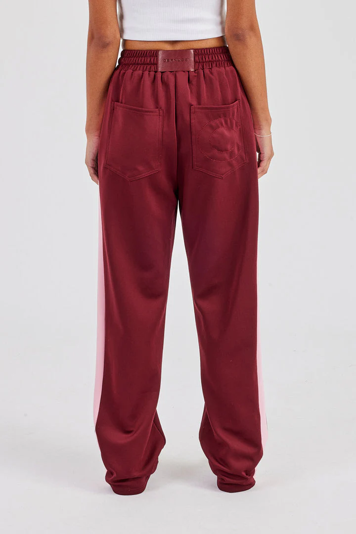 Contrast Panel Track Pant - Burgundy - Image 3