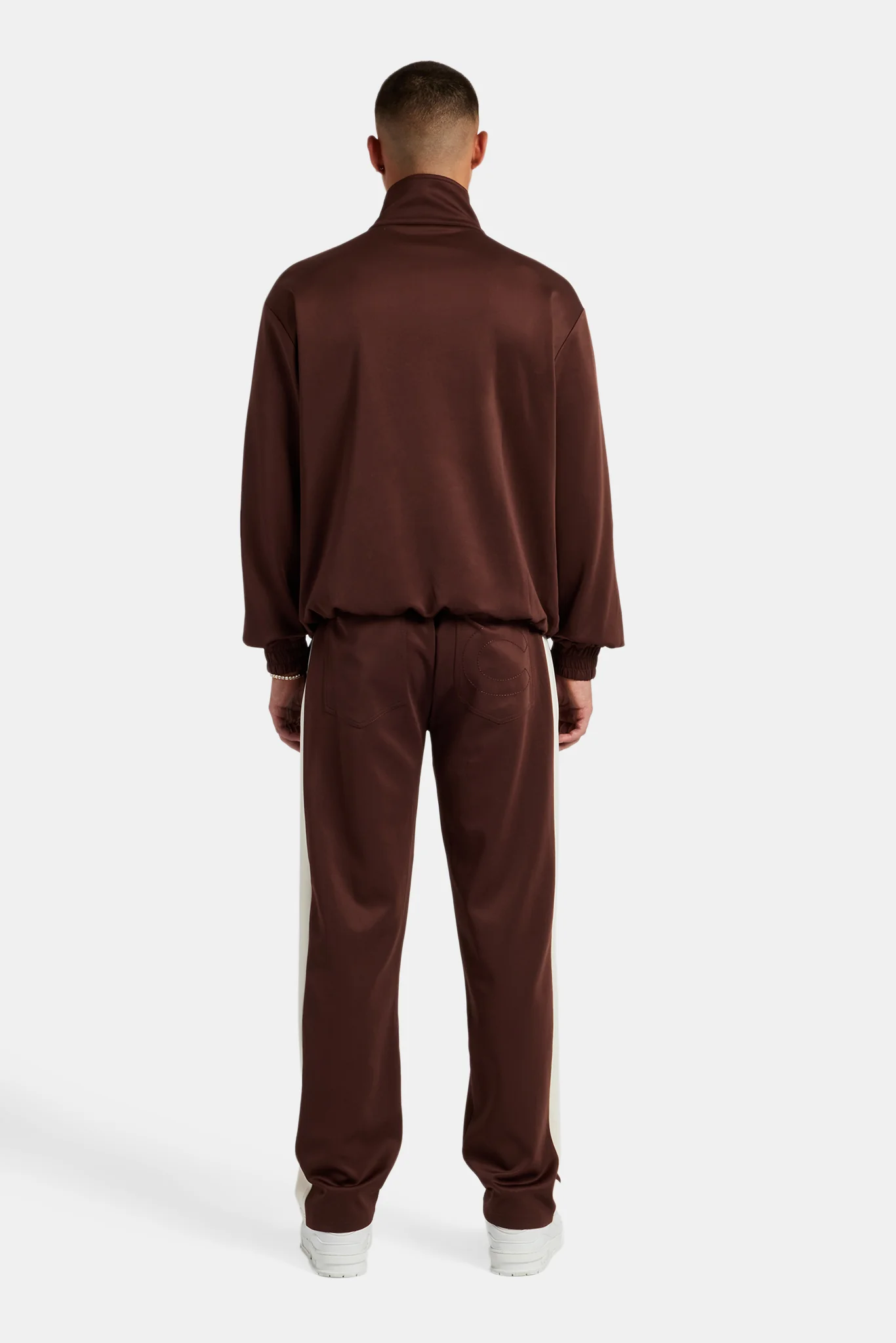 Contrast Panel Tracksuit - Chocolate - Image 3