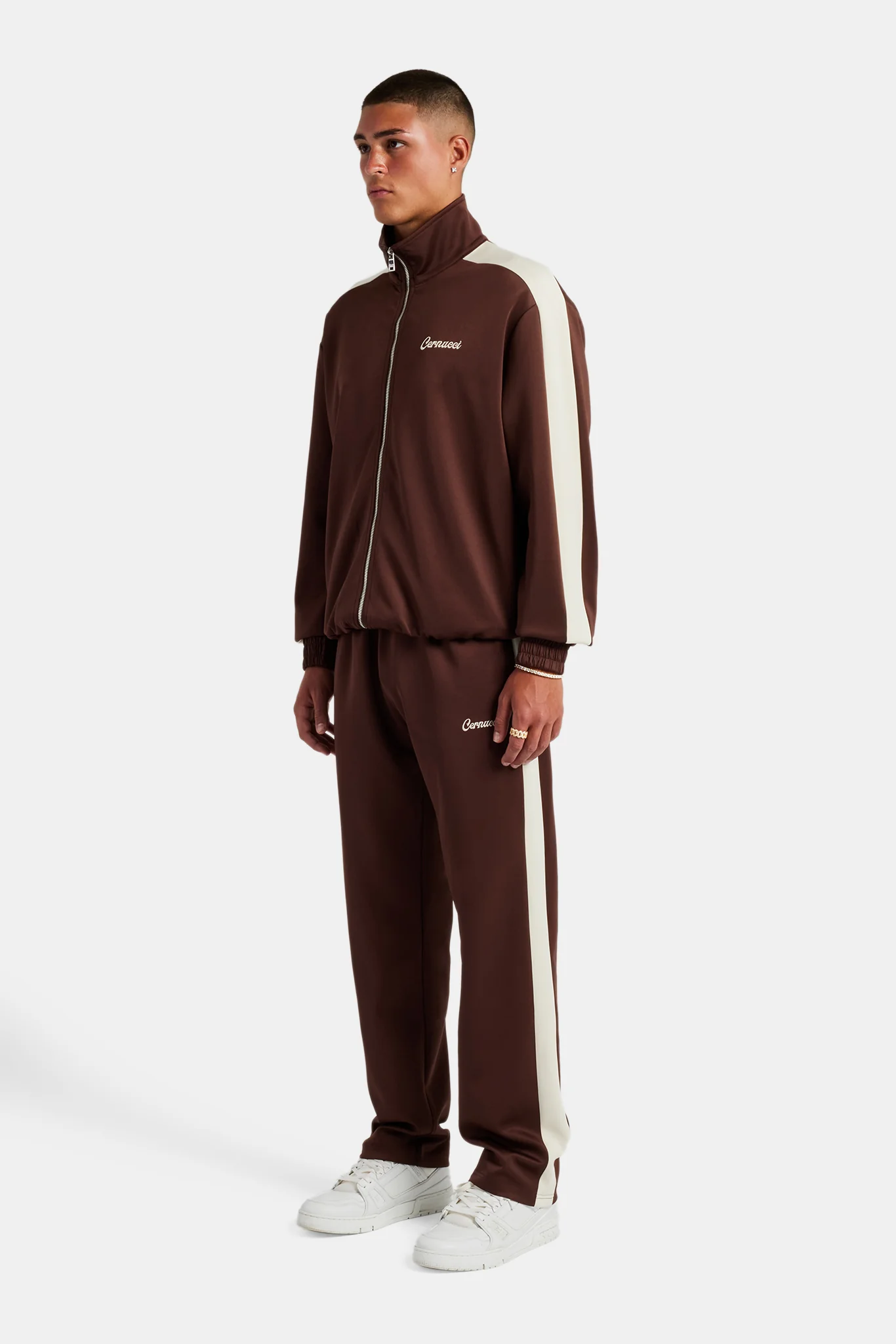 Contrast Panel Tracksuit - Chocolate - Image 4