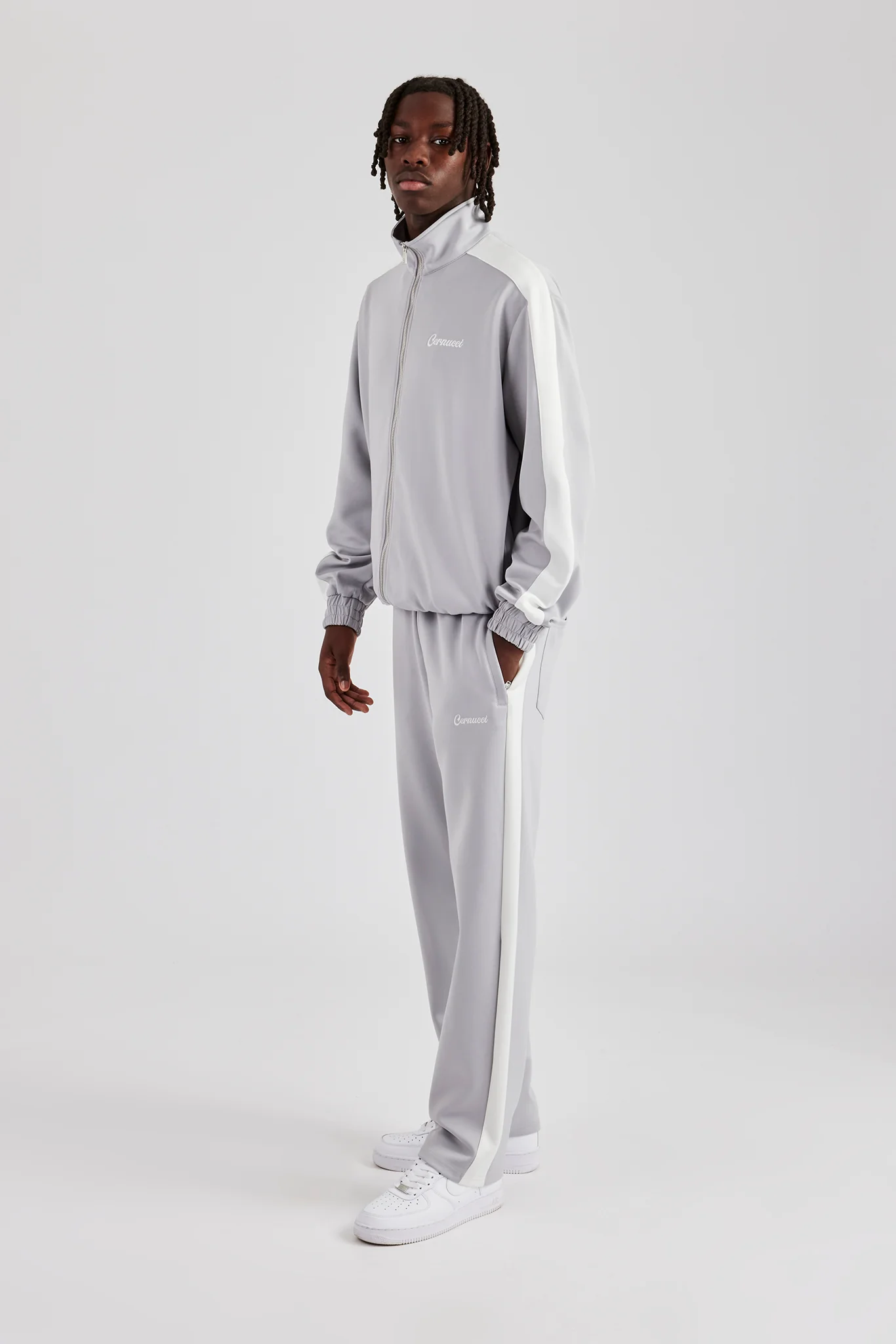 Contrast Panel Tracksuit - Grey