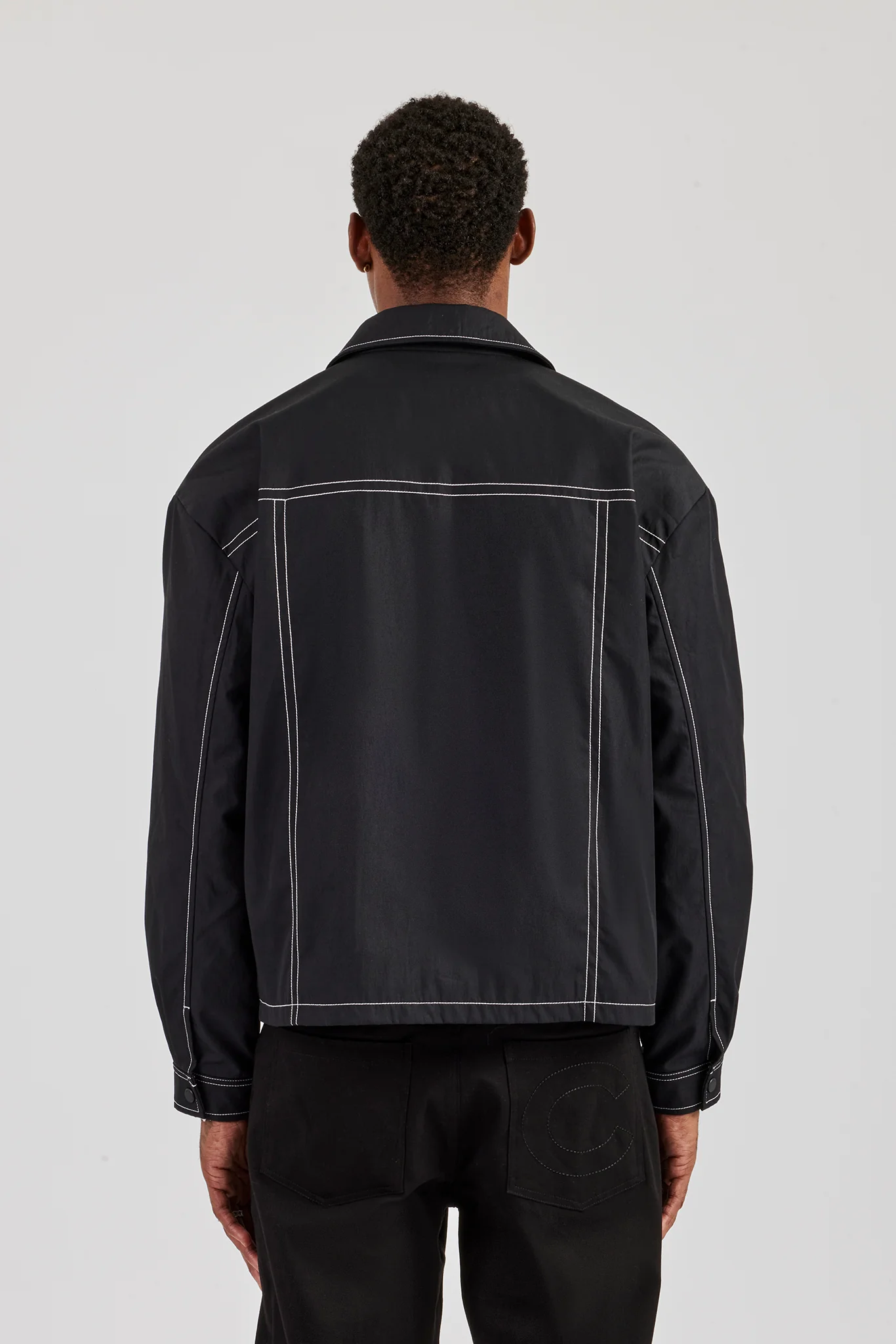Contrast Stitch Utility Jacket - Black - Image 4
