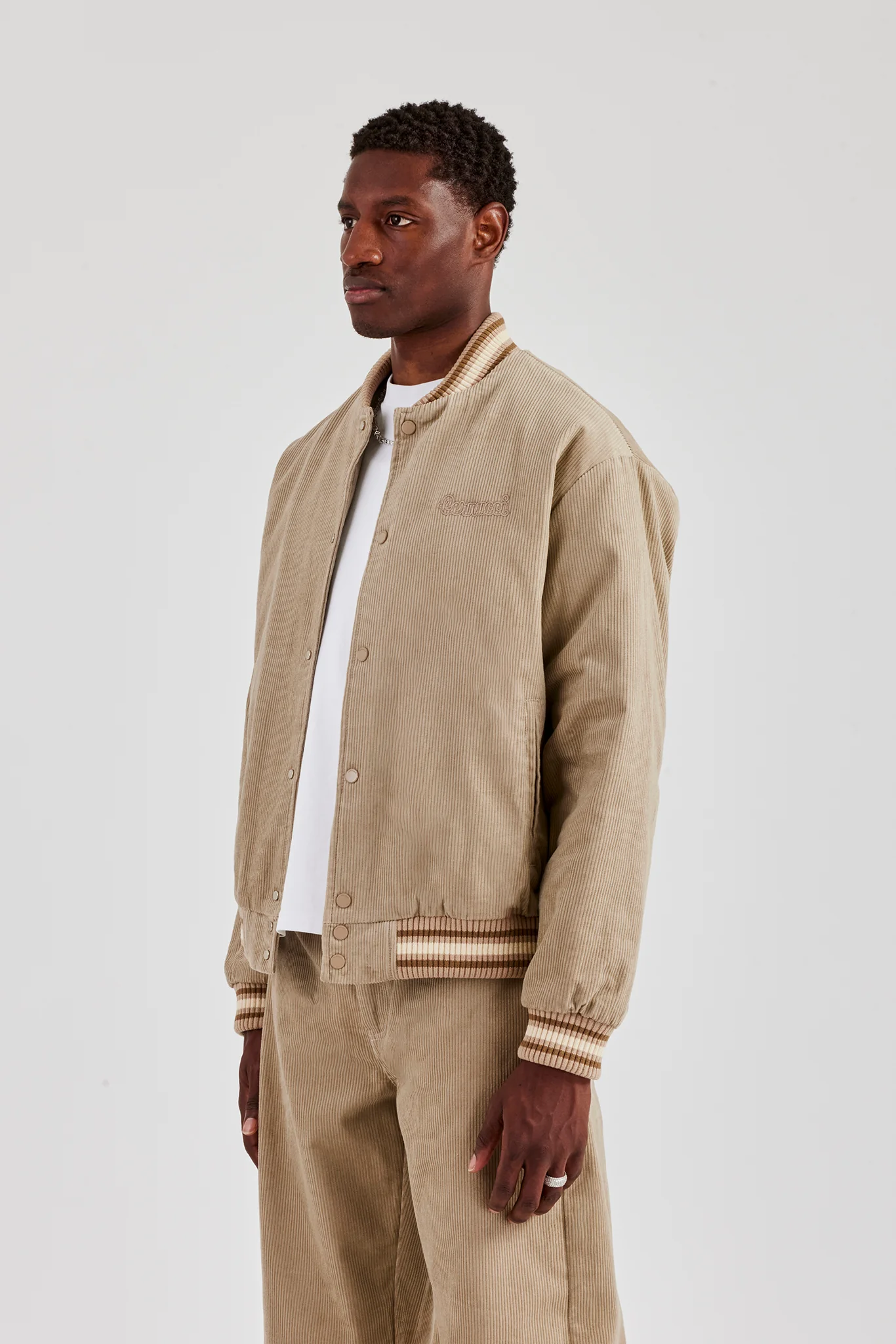 Cord Bomber Jacket - Taupe - Image 4