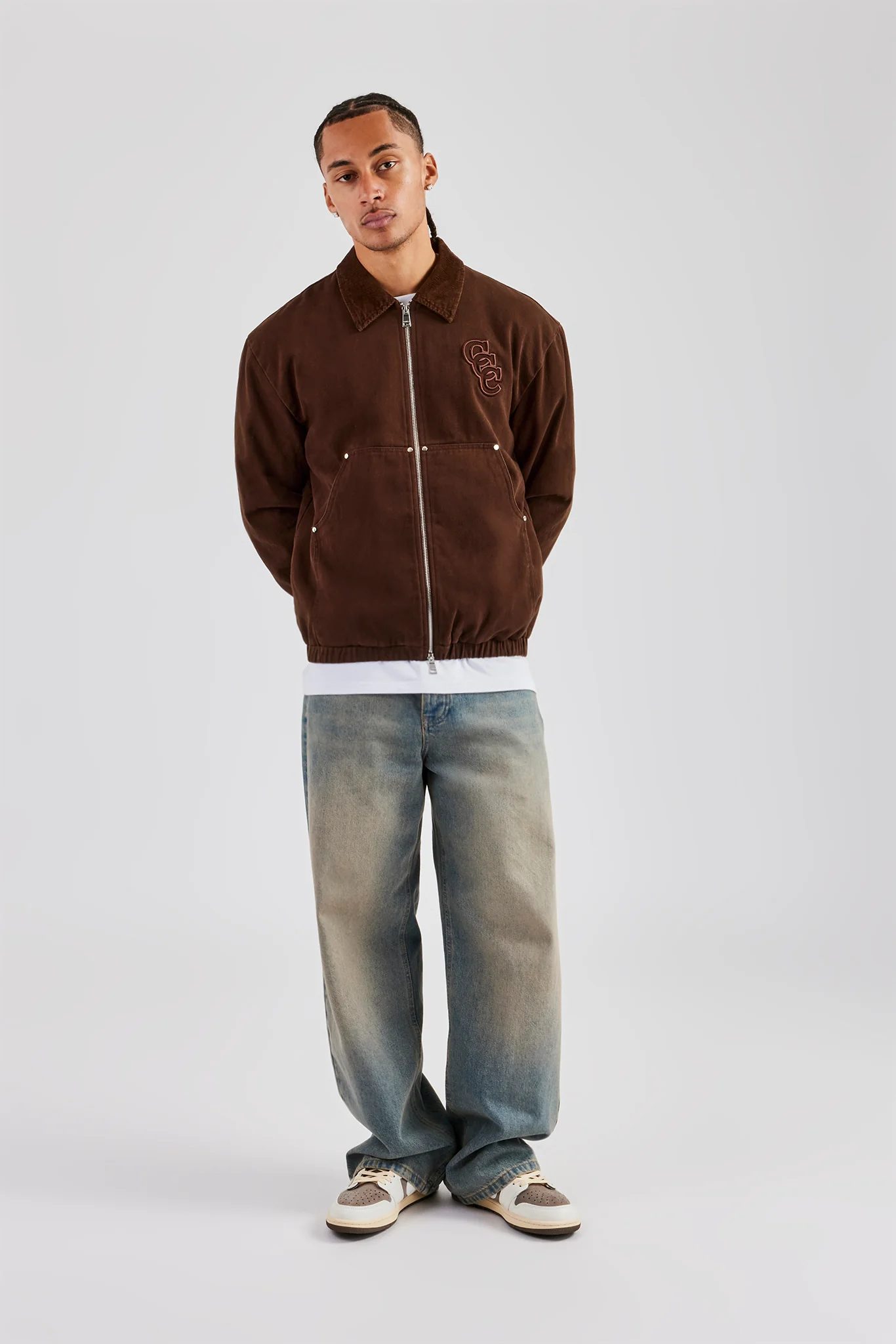 Cord Collar Carpenter Twill Harrington - Chocolate - Image 3