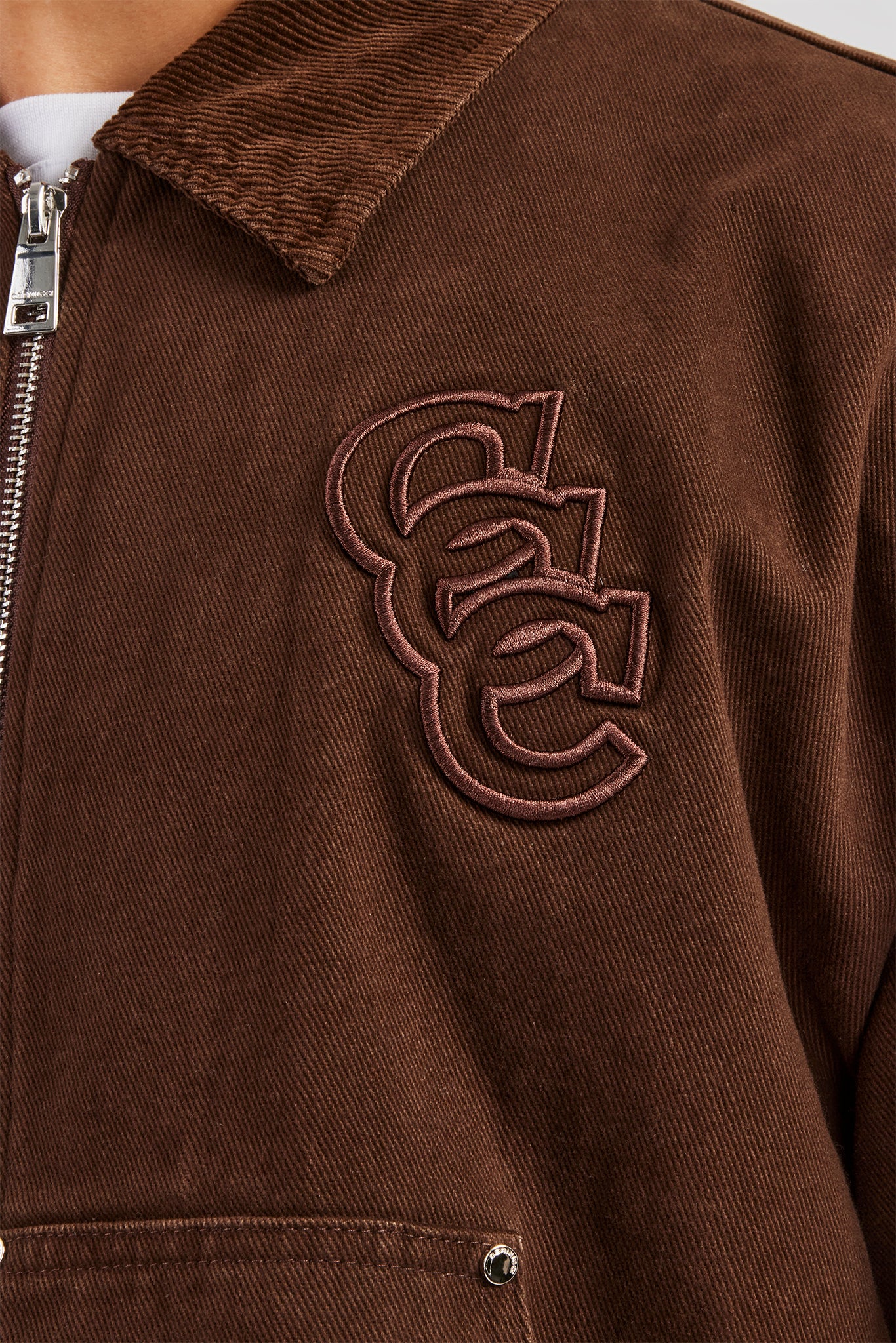 Cord Collar Carpenter Twill Harrington - Chocolate - Image 4