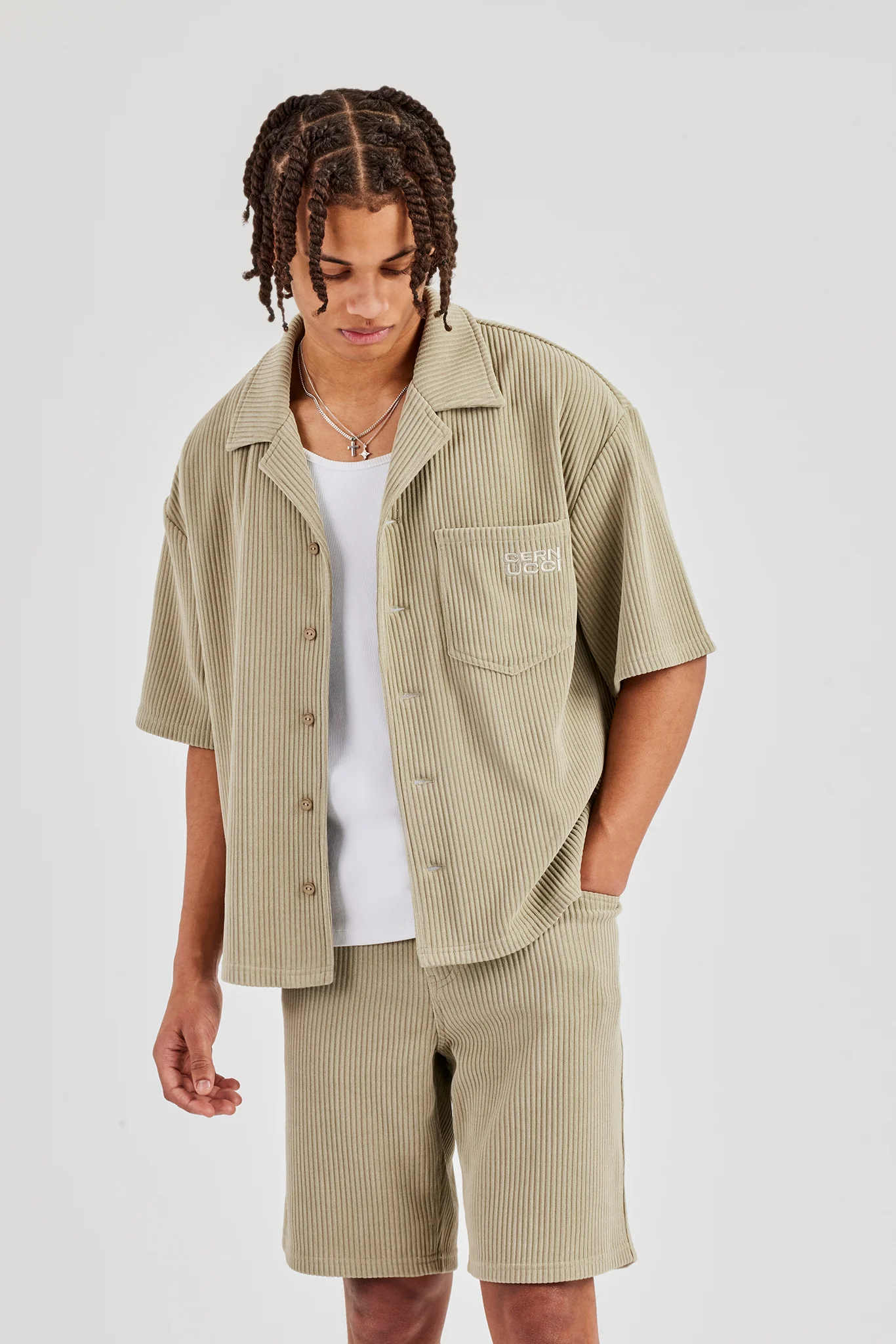 Cord Relaxed Short - Khaki - Image 5