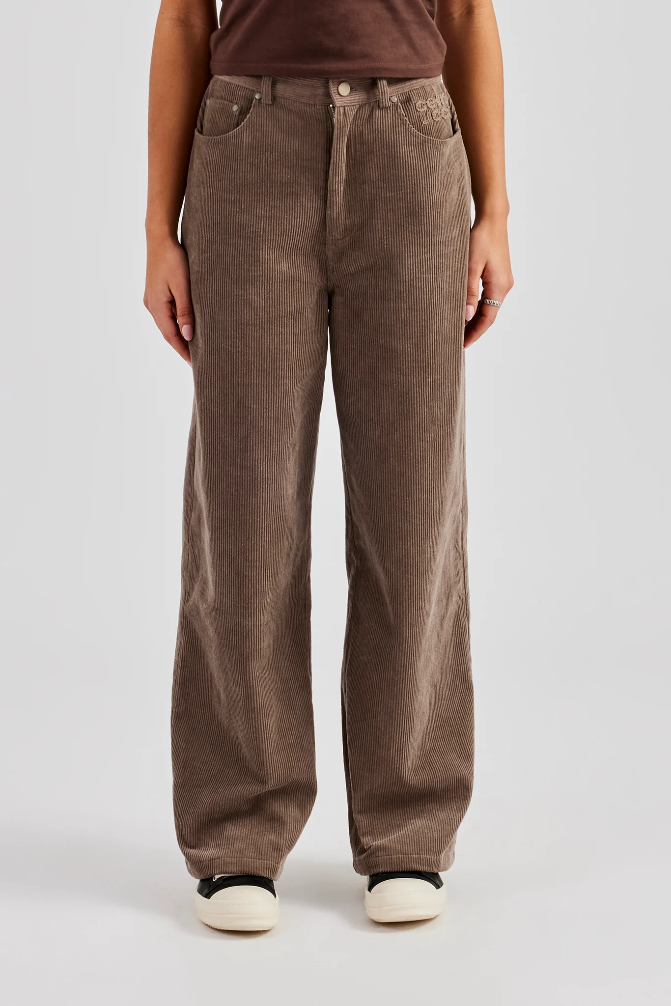 Cord Wide Leg Trouser - Taupe - Image 3