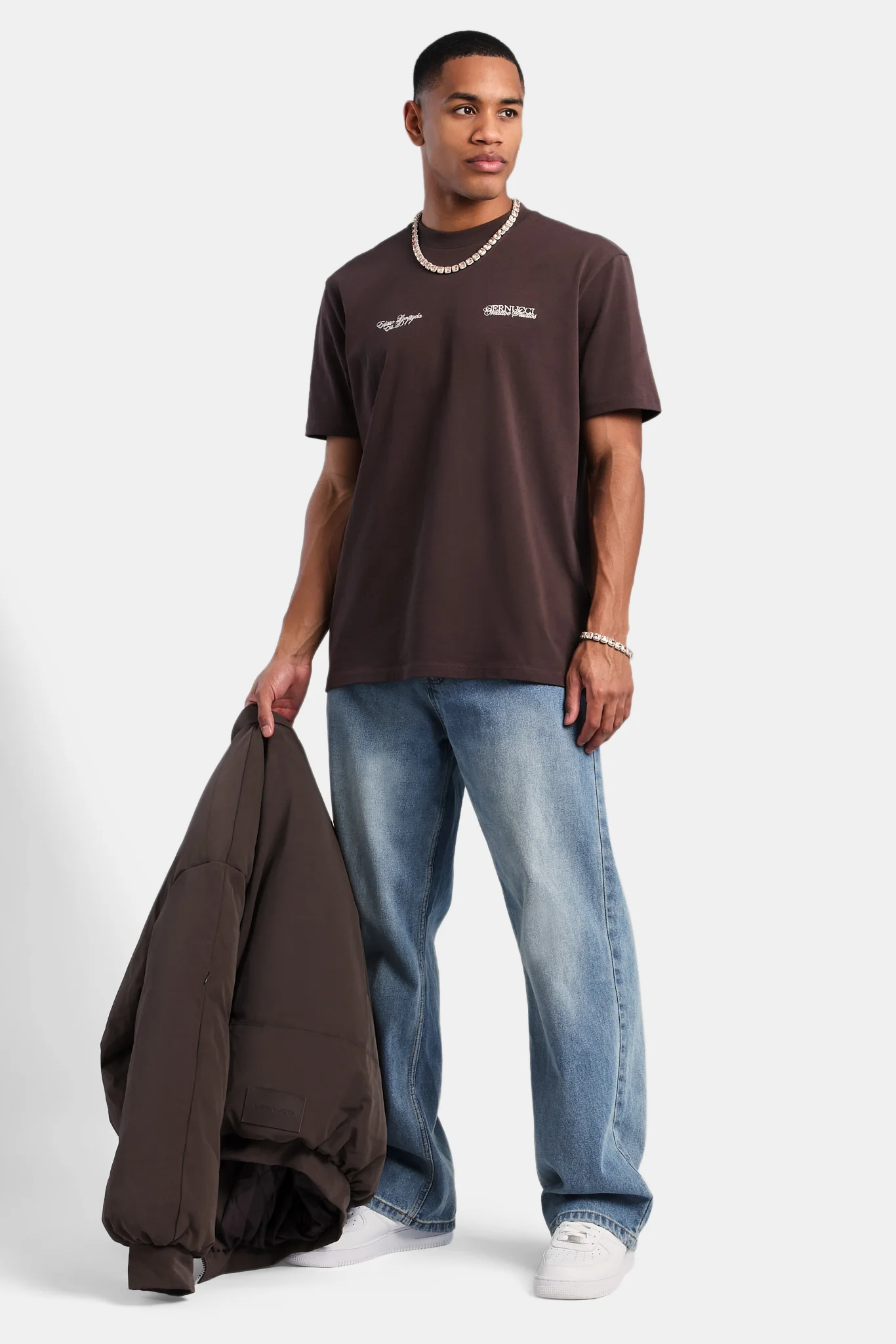 Creative Studio Embroidered  T-Shirt - Chocolate - Image 2