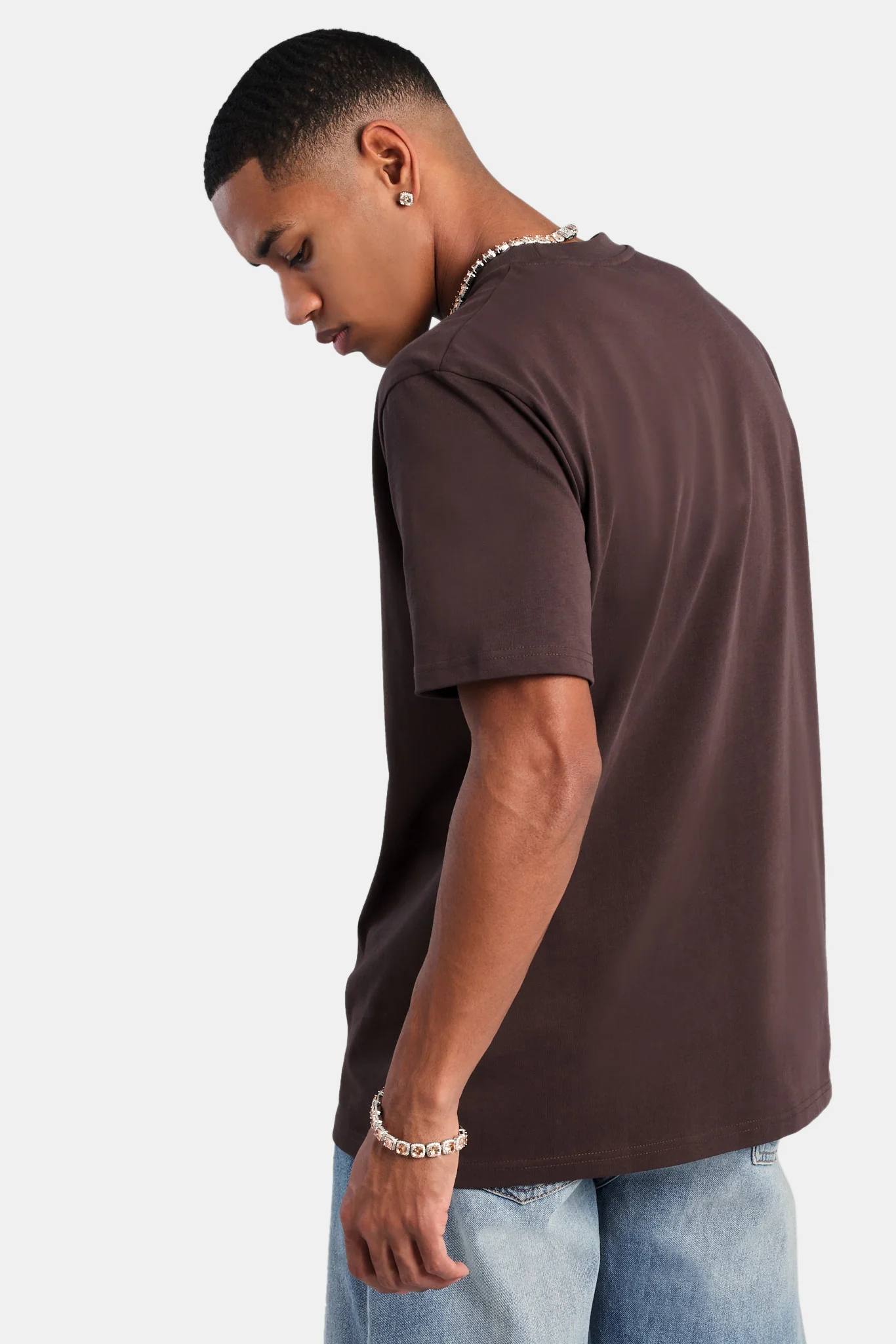 Creative Studio Embroidered  T-Shirt - Chocolate - Image 4