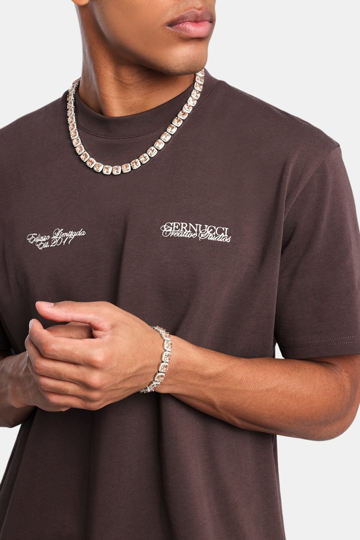 Creative Studio Embroidered  T-Shirt - Chocolate - Image 5