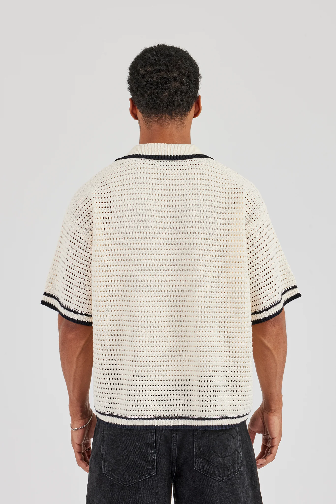 Crest Embroidered Knit Polo - Off White - Image 6