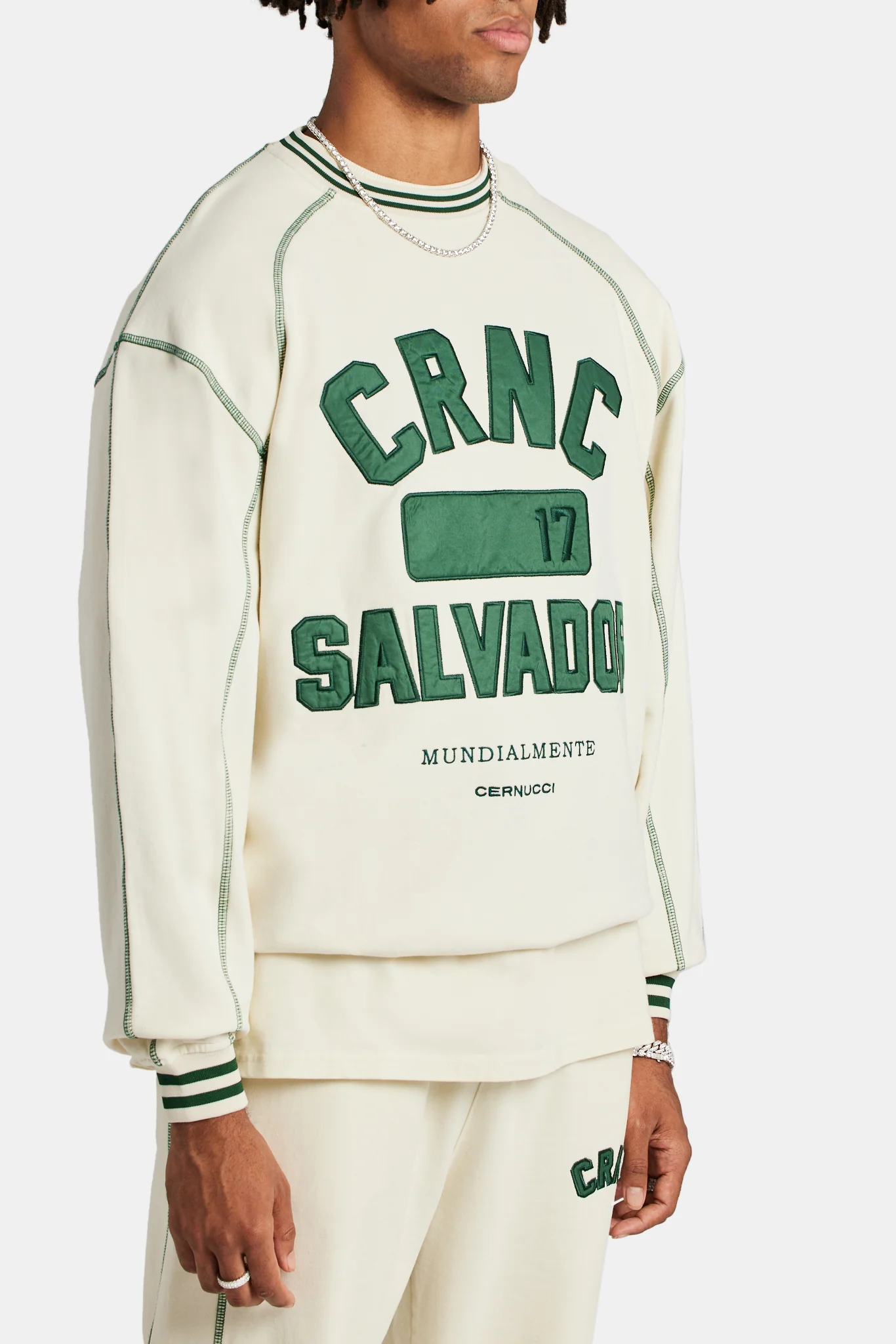 Crnc Applique Salvador Varsity Sweatshirt - Ecru - Image 3