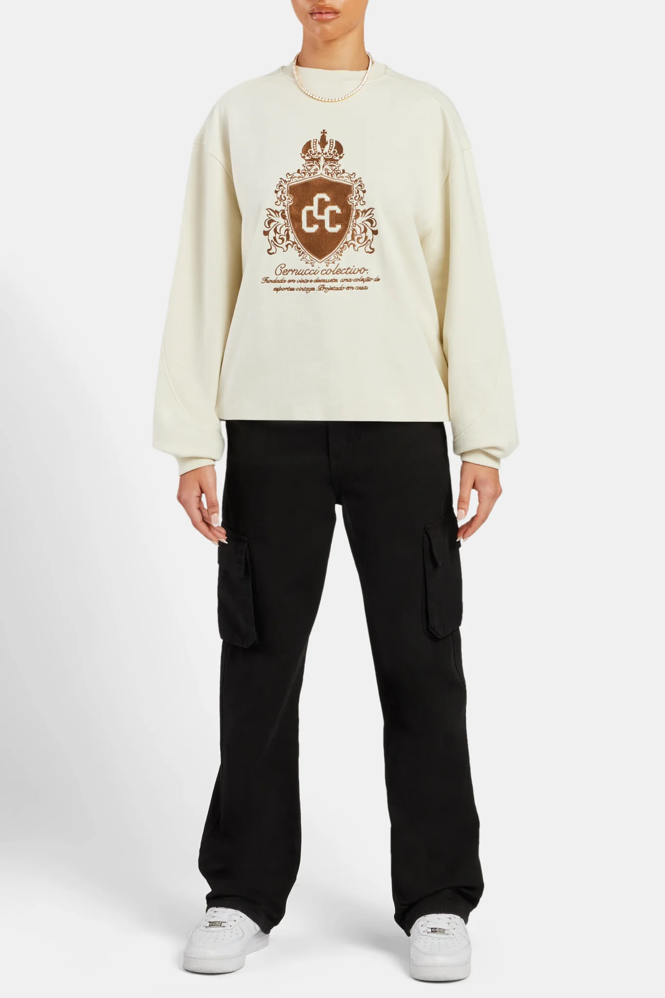 Crnc Applique Varsity Sweatshirt - Ecru - Image 2