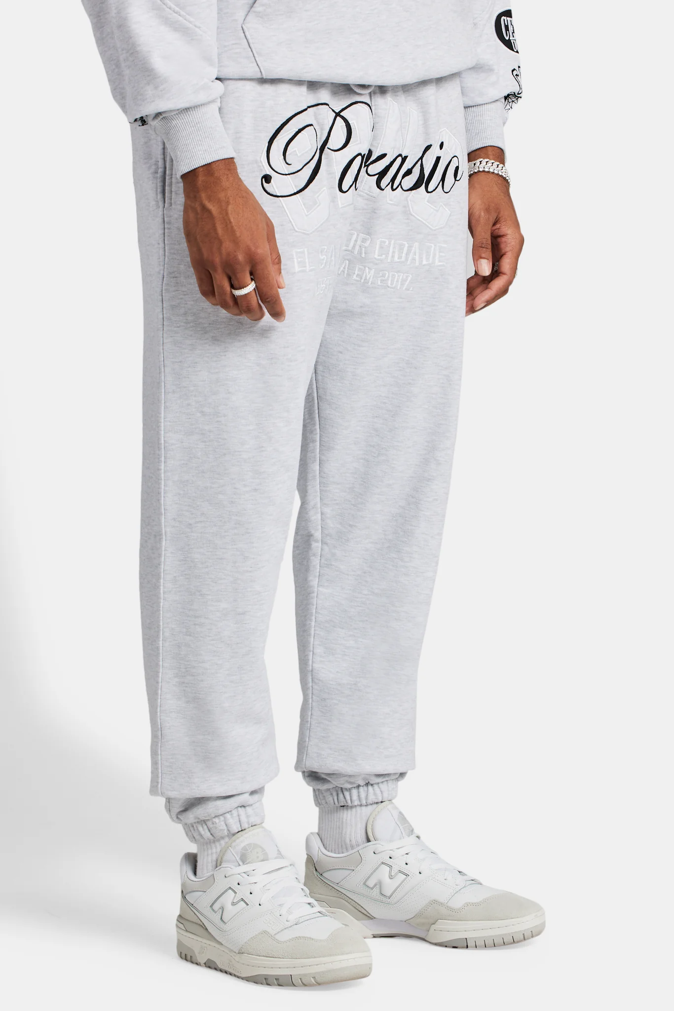 Crnc Salvador Applique Varsity Jogger - Grey Marl - Image 3