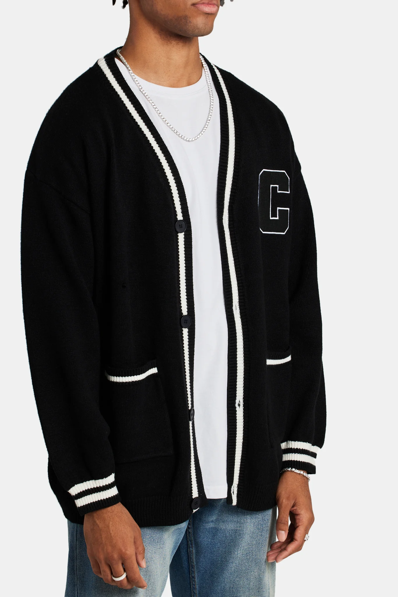 Crnc Varsity Cable knit Cardigan - Black - Image 2