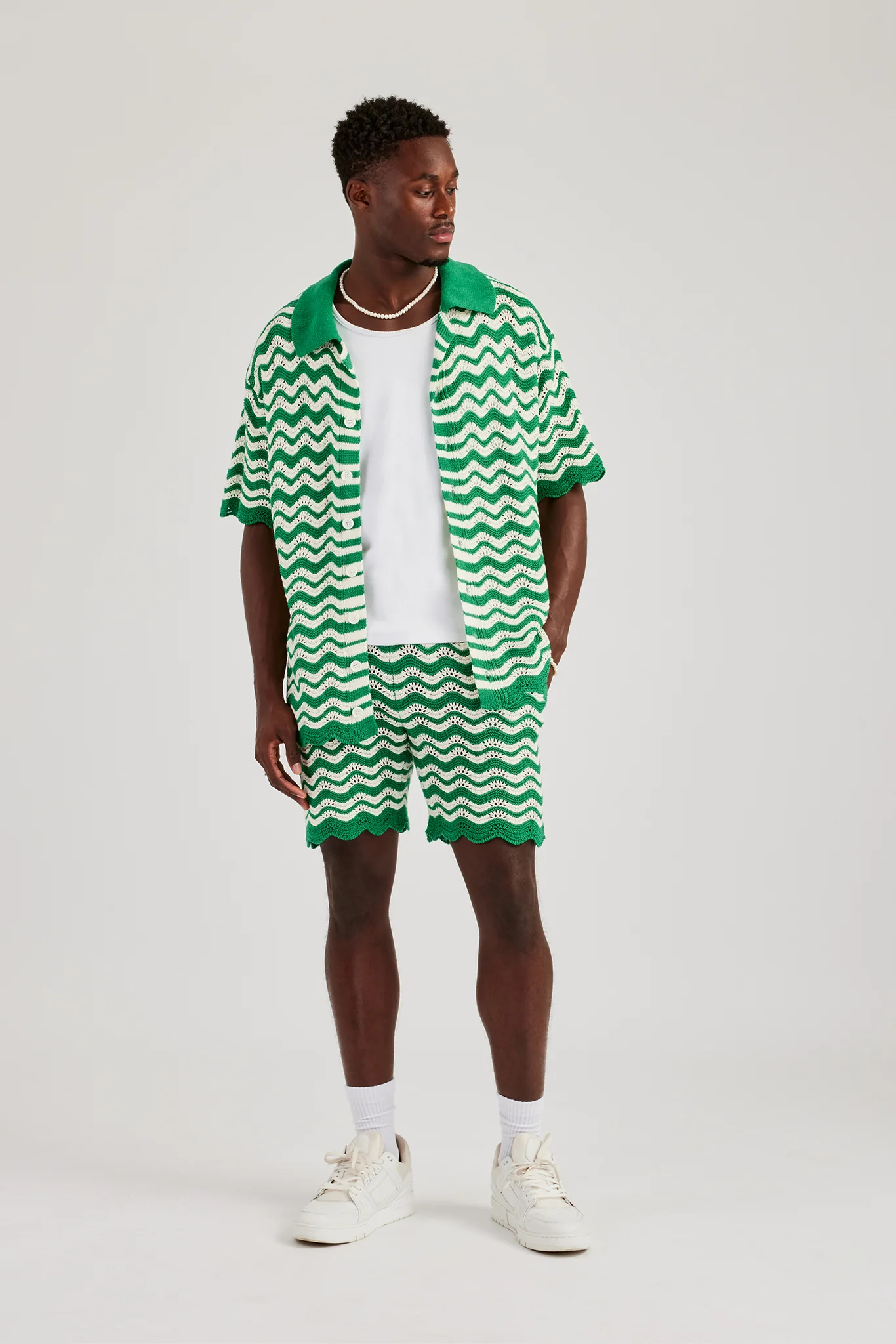 Crochet Knitted Embroidered Short - Green - Image 2