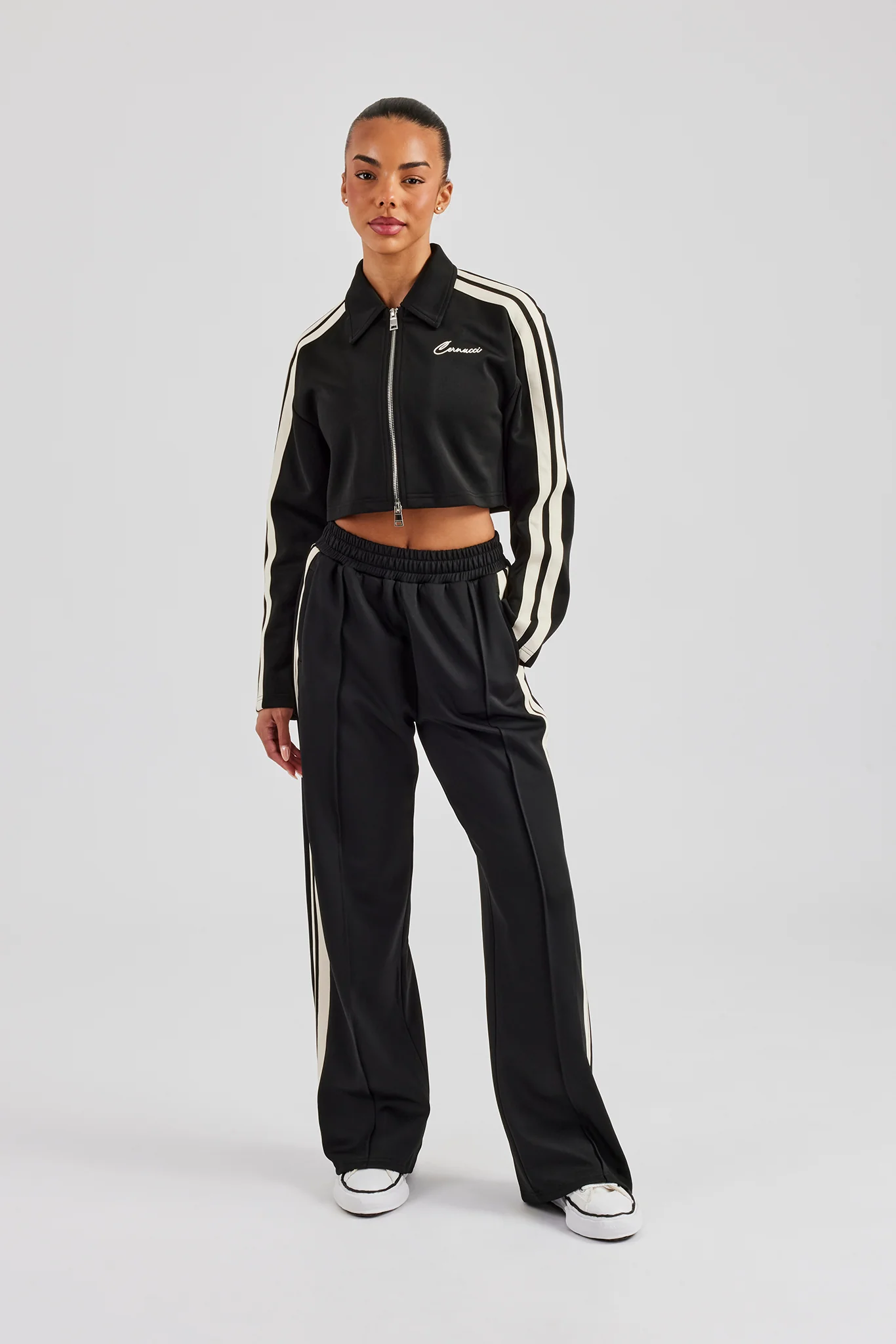 Cropped Harrington Taping Tracksuit - Black - Image 3