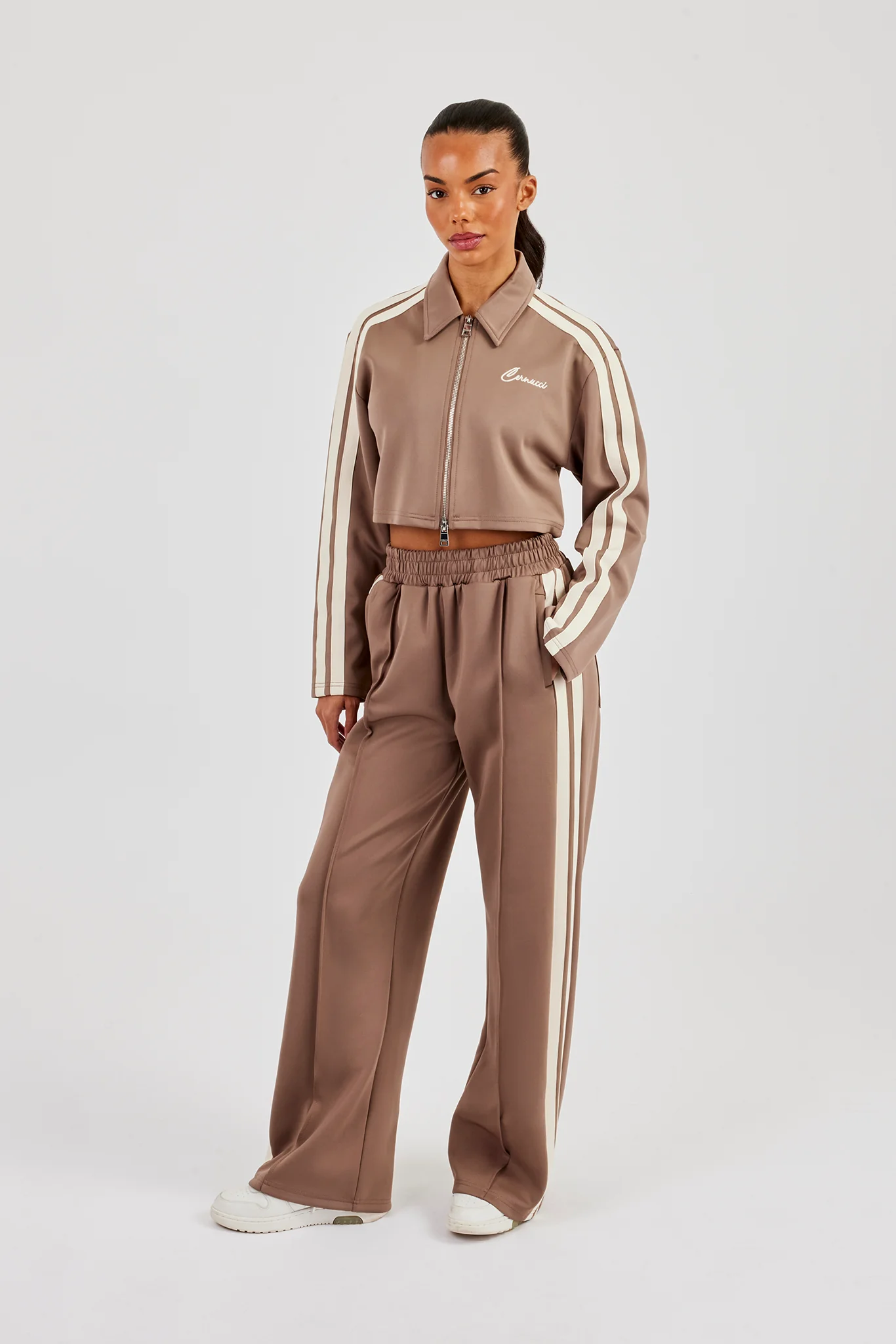 Cropped Harrington Taping Tracksuit - Taupe - Image 3
