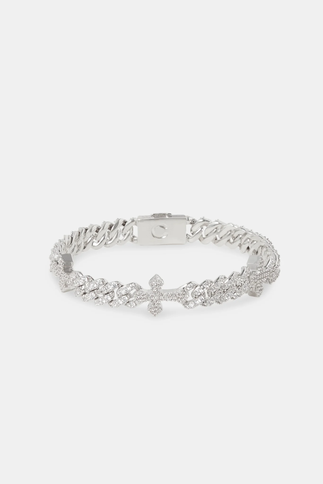 Cross Iced Cuban Bracelet - 8mm - Image 2