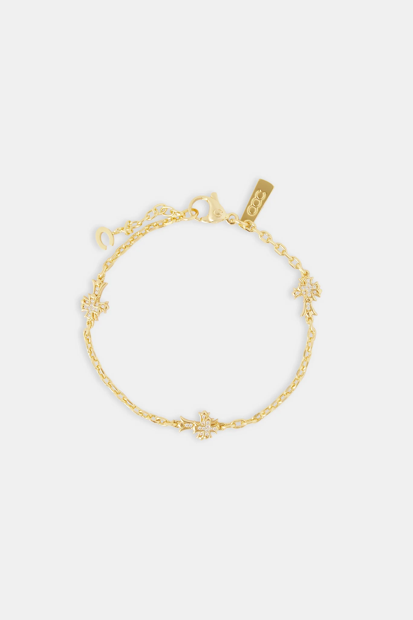 Cross Thin Link Bracelet - 2.5mm - Gold - Image 2
