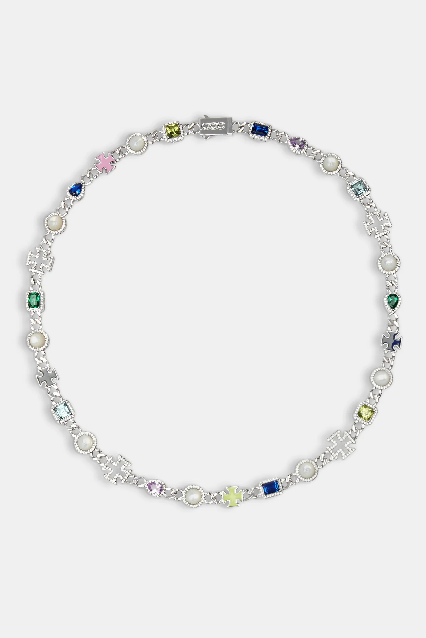 Cuban Link Gemstone & Motif Chain - White - 10mm - Image 3