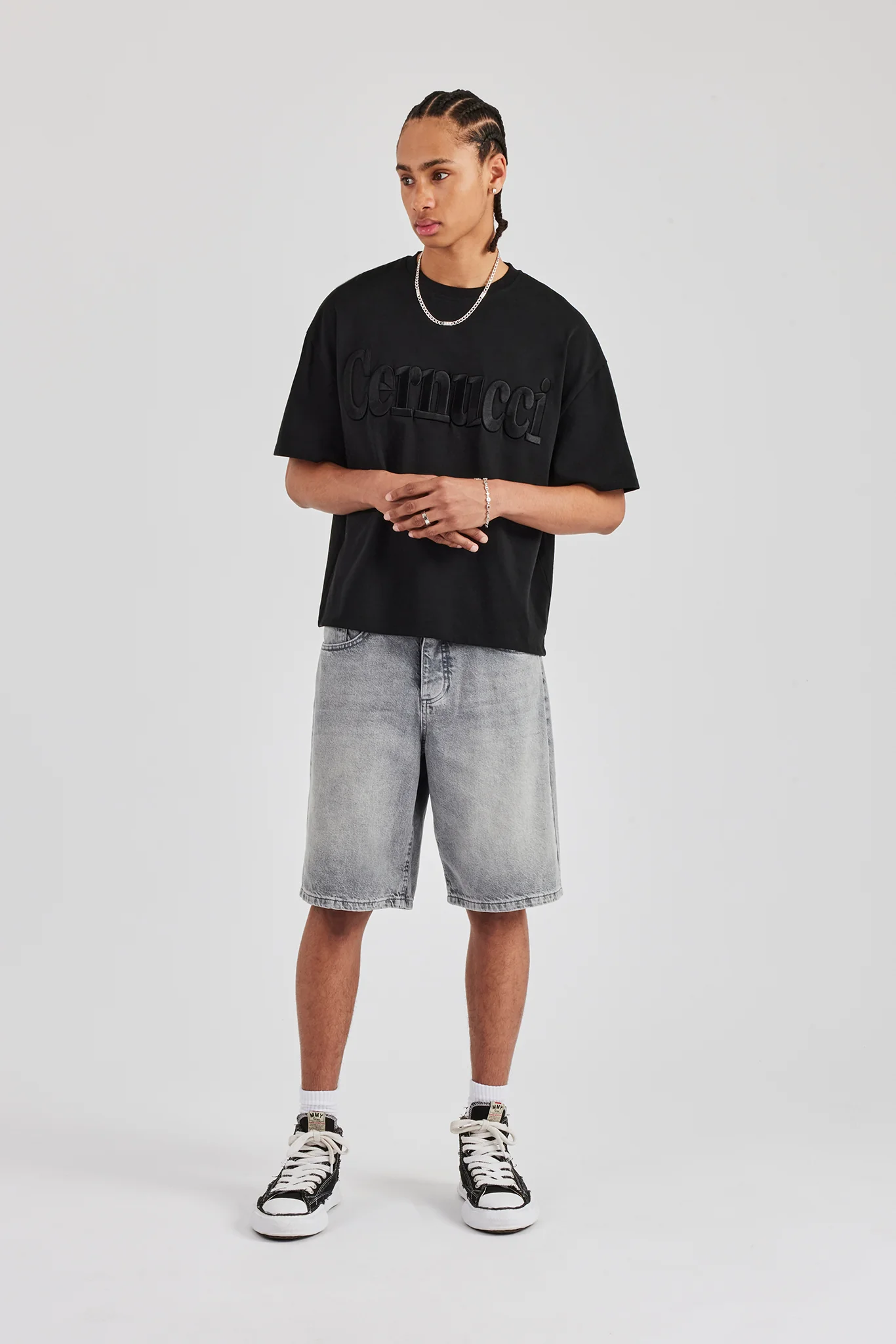 Denim Bermuda Jorts - Washed Grey - Image 10