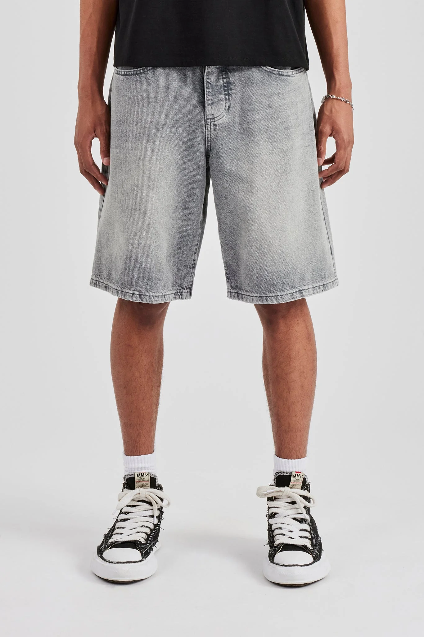 Denim Bermuda Jorts - Washed Grey - Image 2