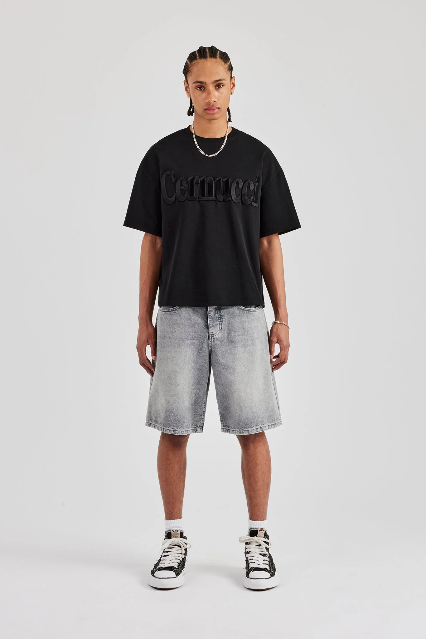 Denim Bermuda Jorts - Washed Grey - Image 4