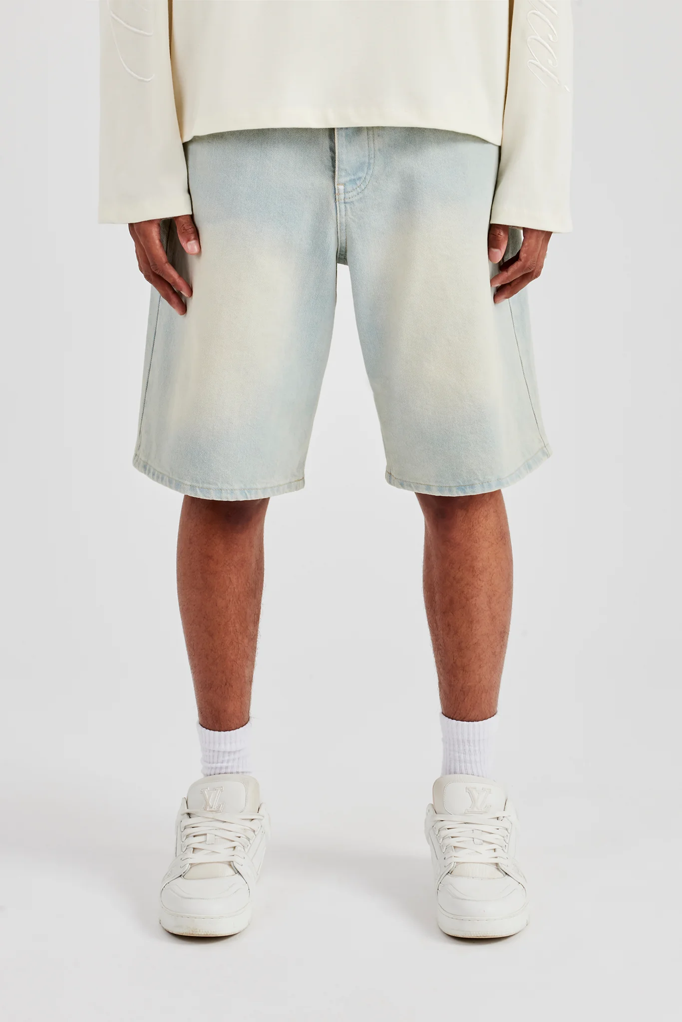 Denim Bermuda Jorts - Bleach Wash - Image 7