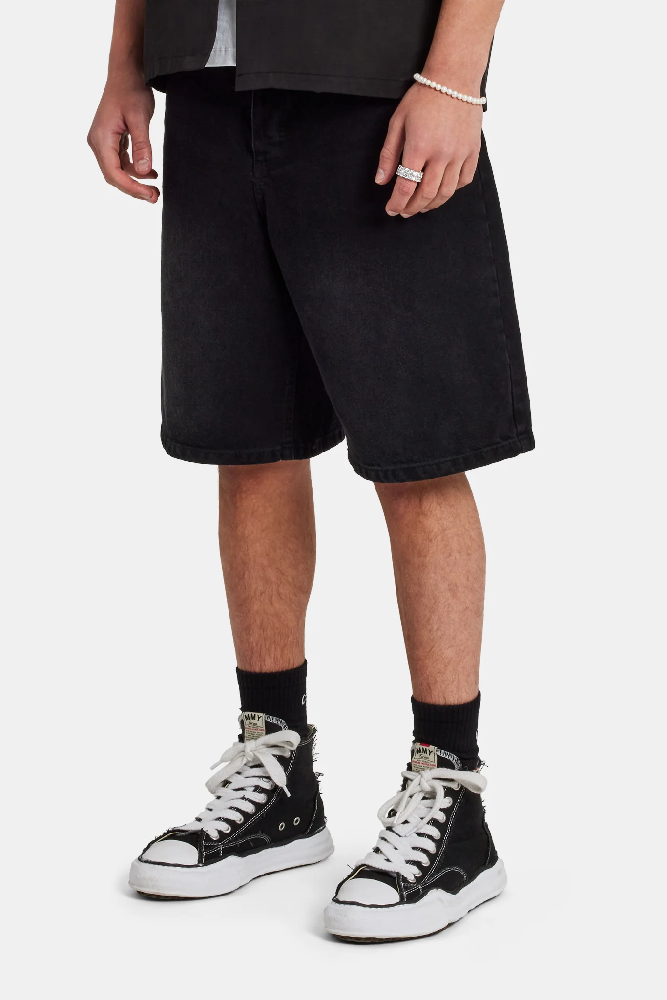 Denim Bermuda Jorts - Washed Black - Image 3