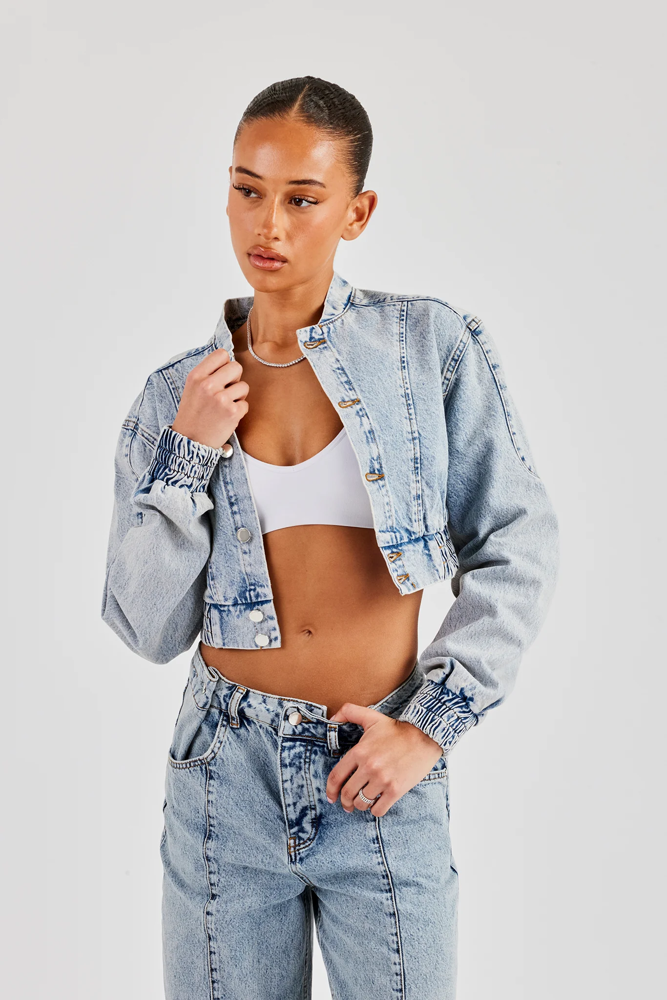 Denim Bomber Jacket - Light Vintage