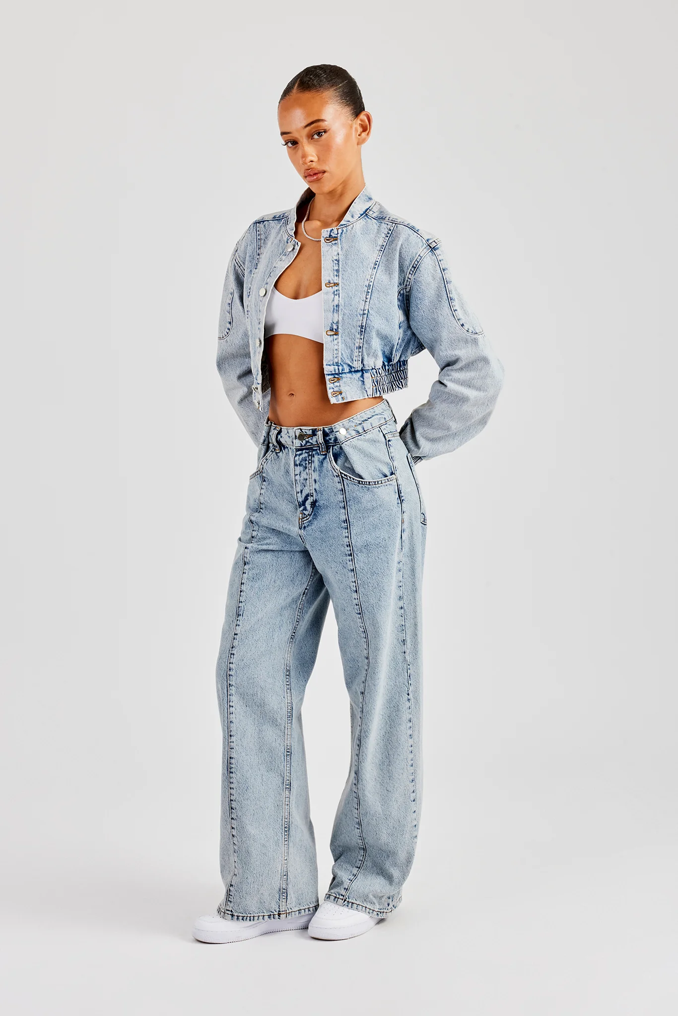 Denim Bomber Jacket - Light Vintage - Image 4