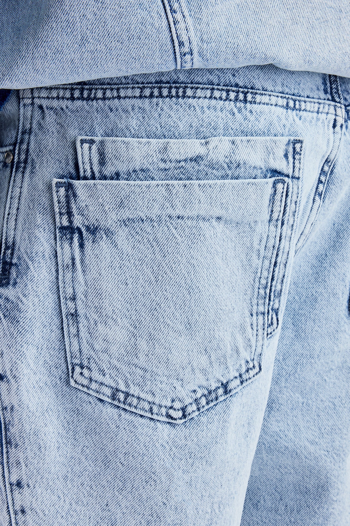 Denim Panelled Short - Light Blue - Image 2
