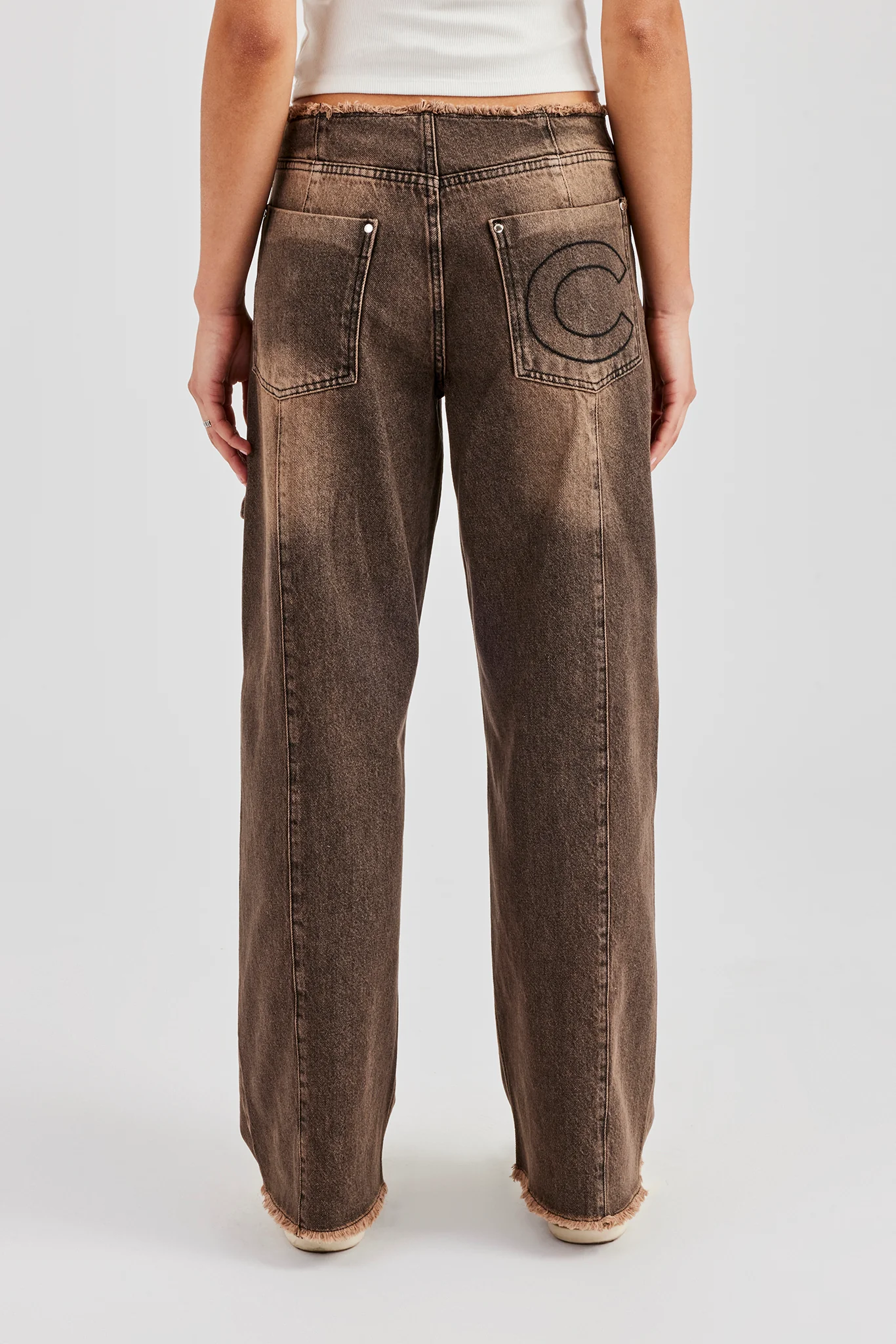 Denim Pocket Straight Leg Jean - Washed Brown - Image 4