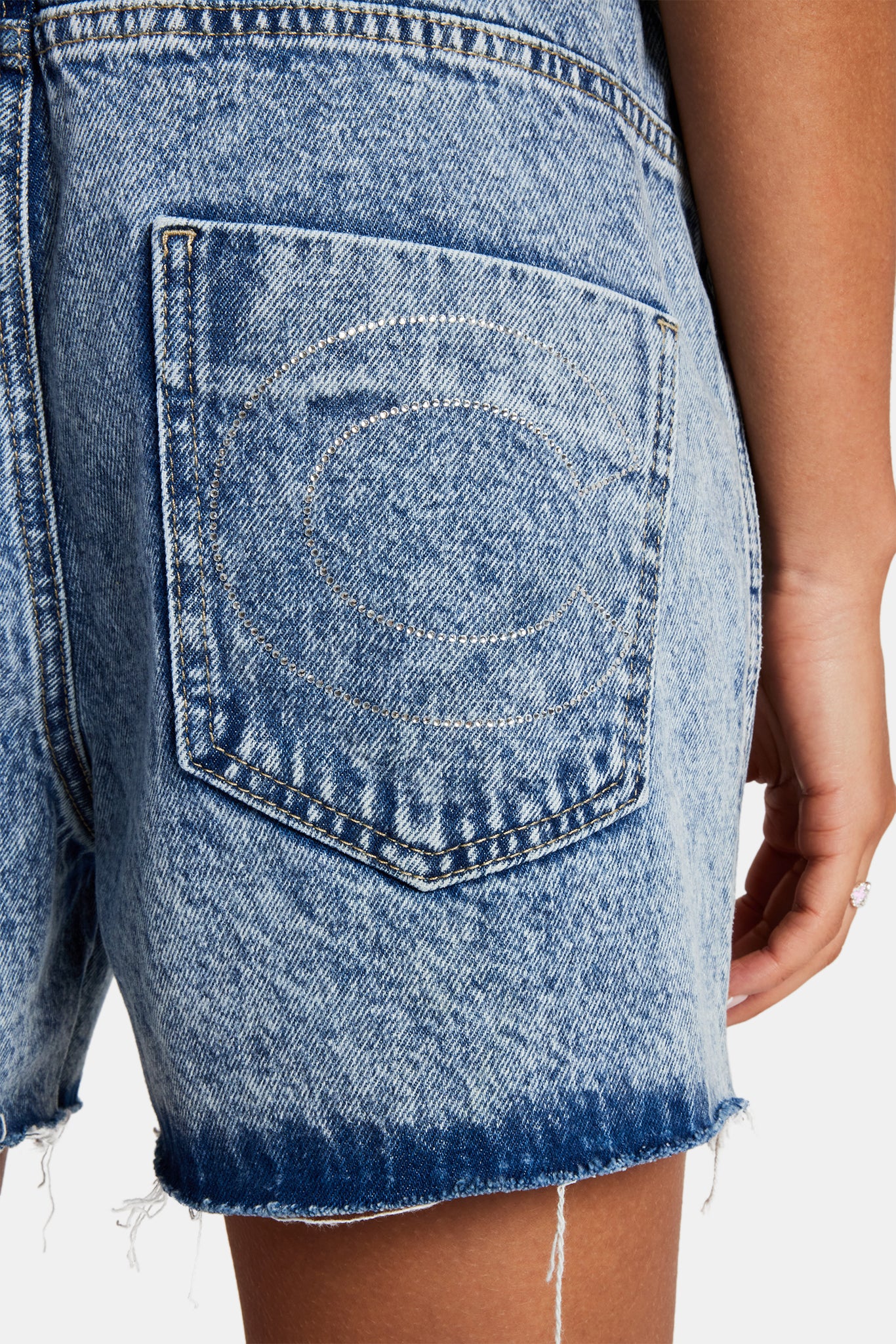Denim Short With Turn Down Waistband - Iced Blue - Image 2