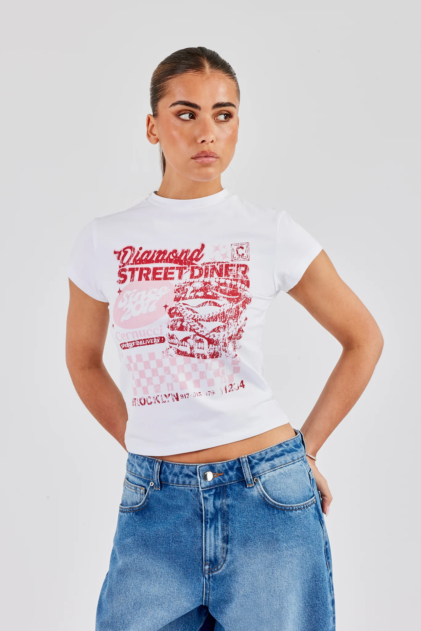 Diamond Diner Baby Tee - White - Image 4