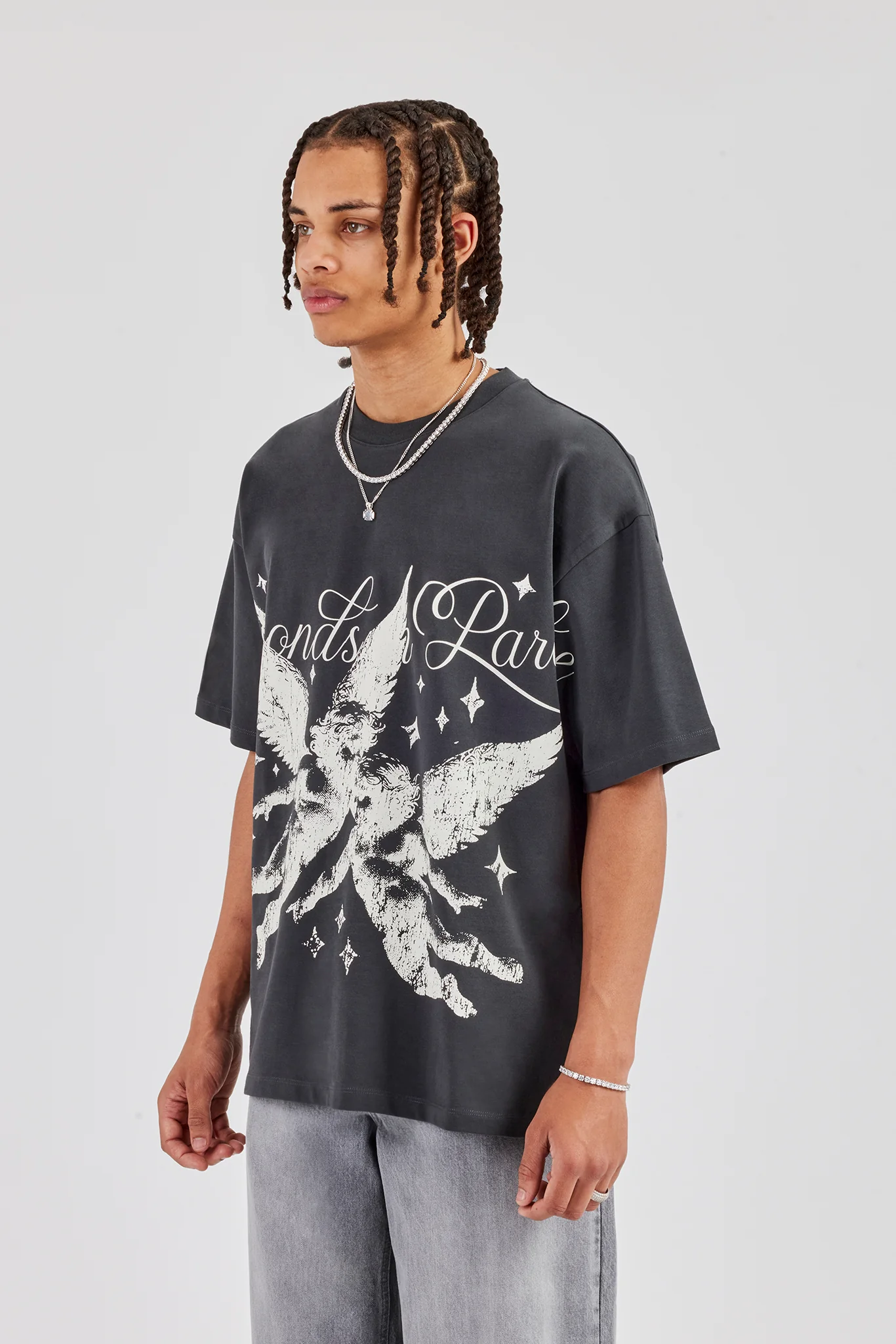 Diamonds In Paradise Oversized T-Shirt - Charcoal - Image 2