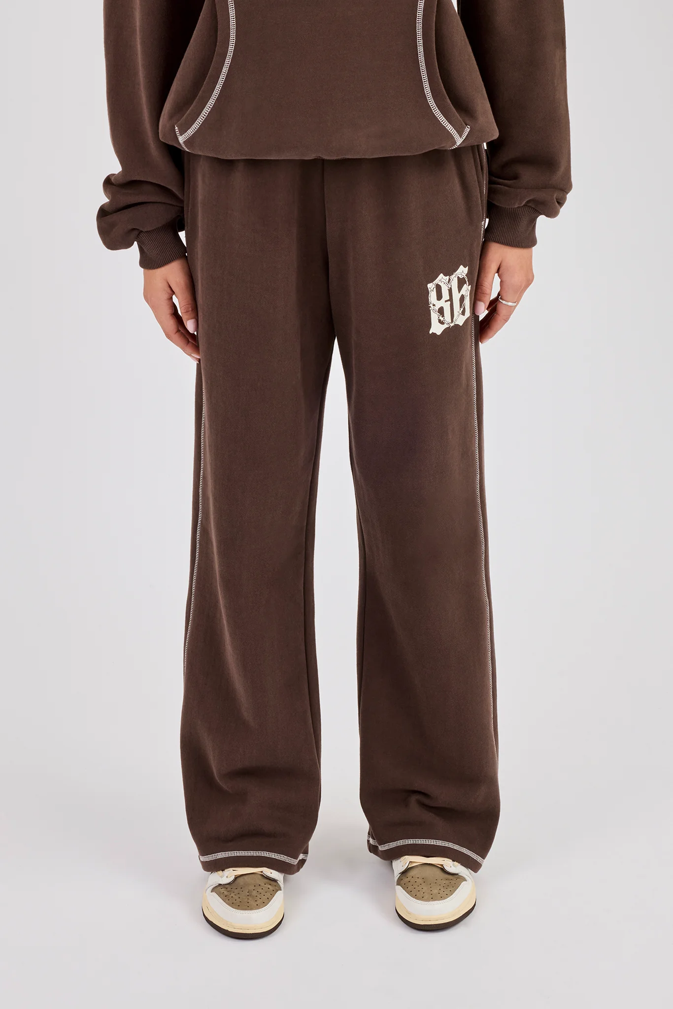 Distressed 86 Wide Leg Jogger - Chocolate - Image 2