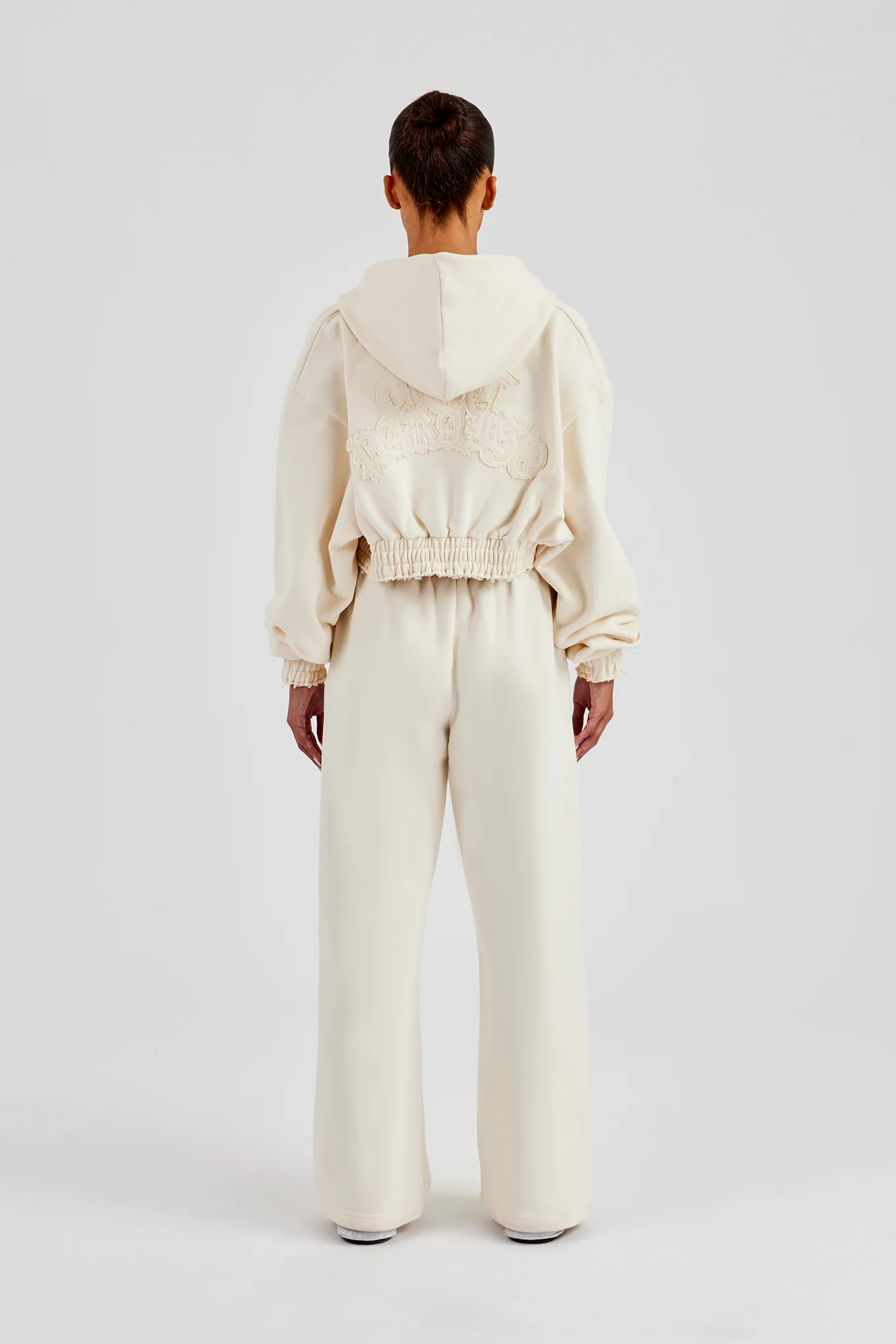 Distressed Applique Wide Leg Jogger - Butter Yellow - Image 5