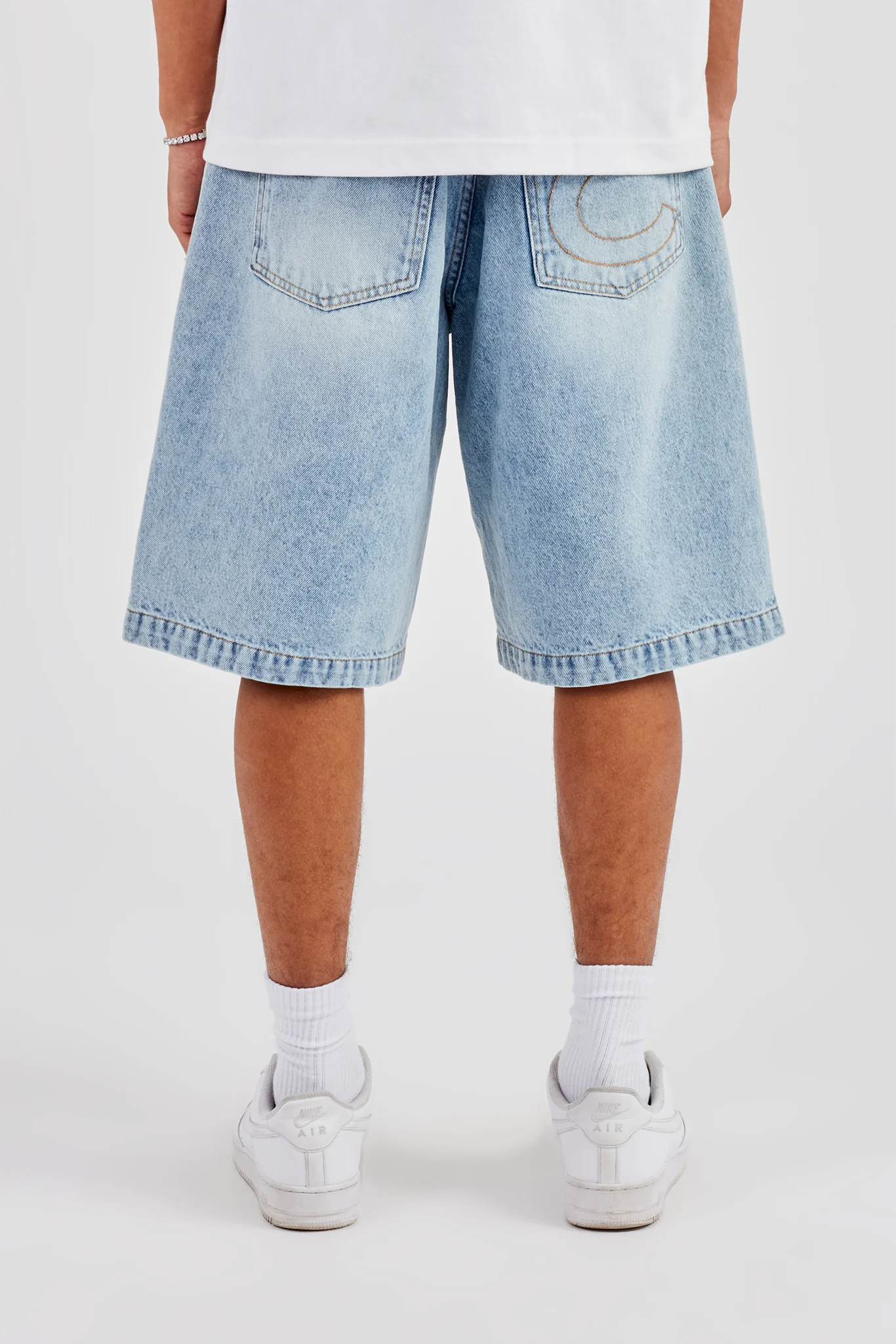 Distressed Denim Jort - Ice Blue - Image 4