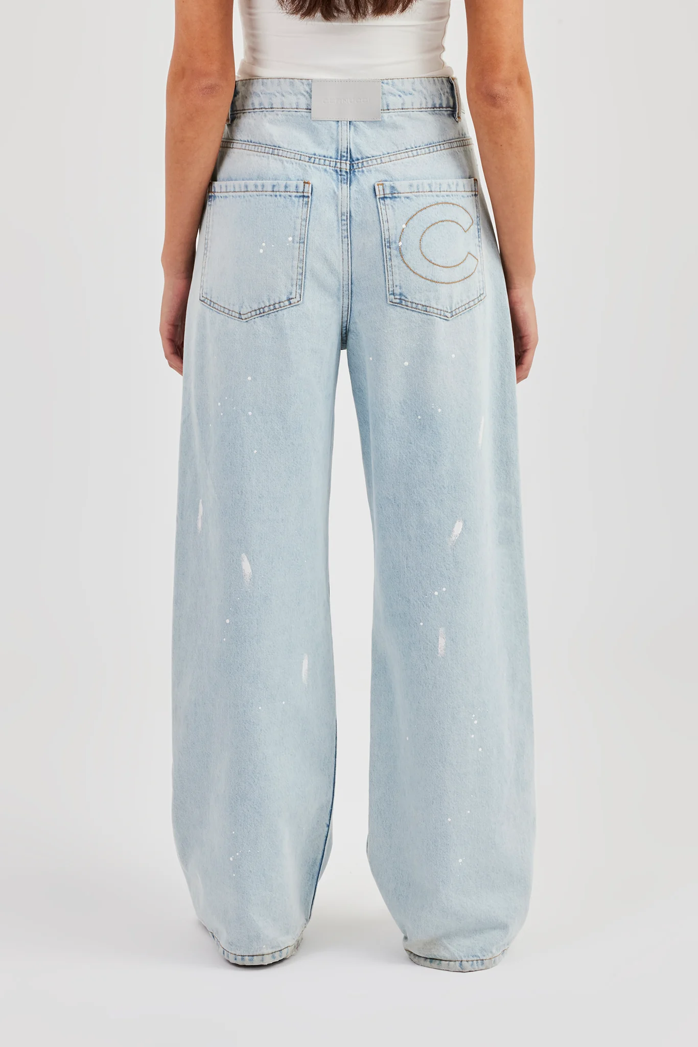 Distressed Paint Splatter Jean - Ice Blue - Image 3