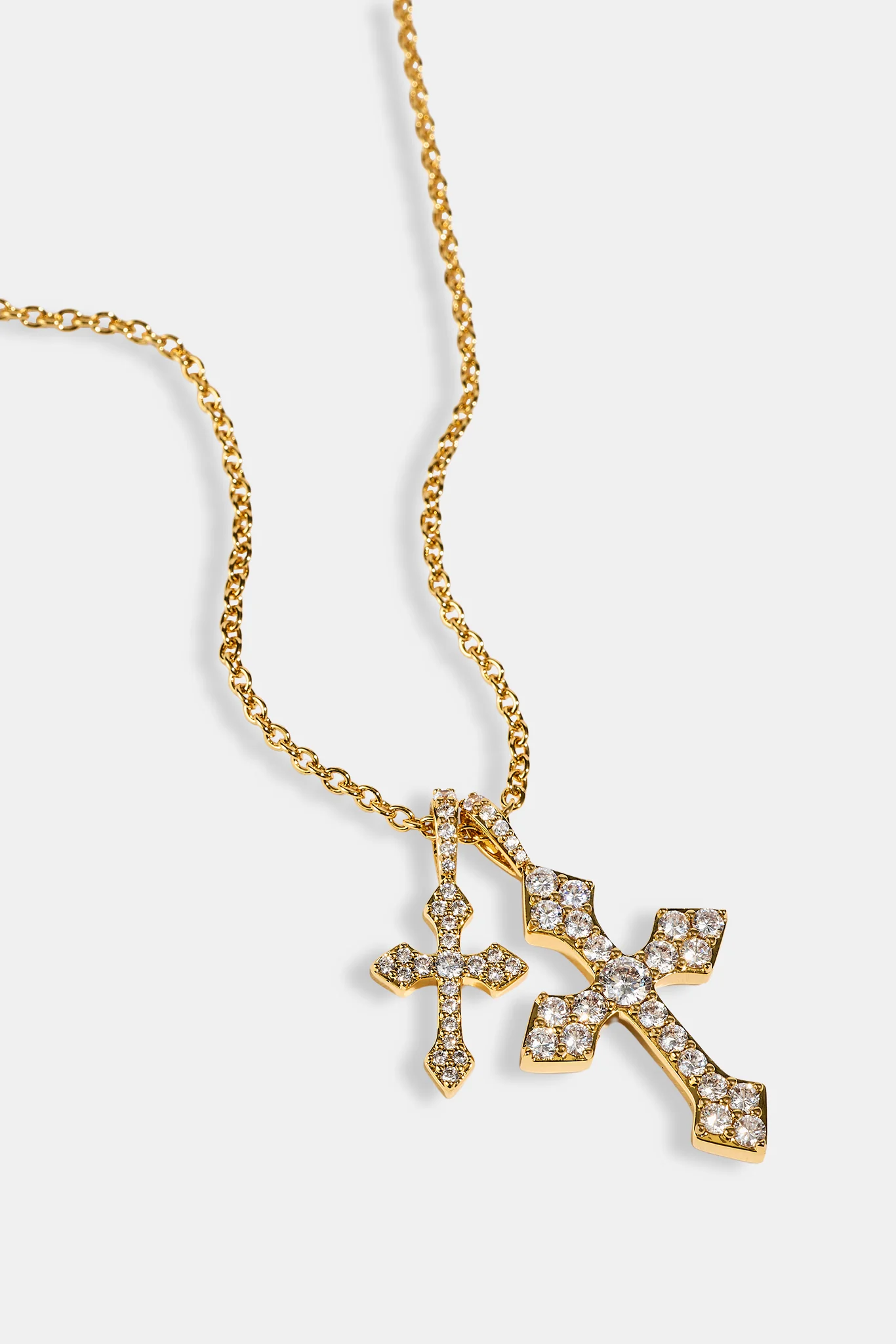 Double Celtic Cross Iced Necklace - 25mm - Gold - Image 4