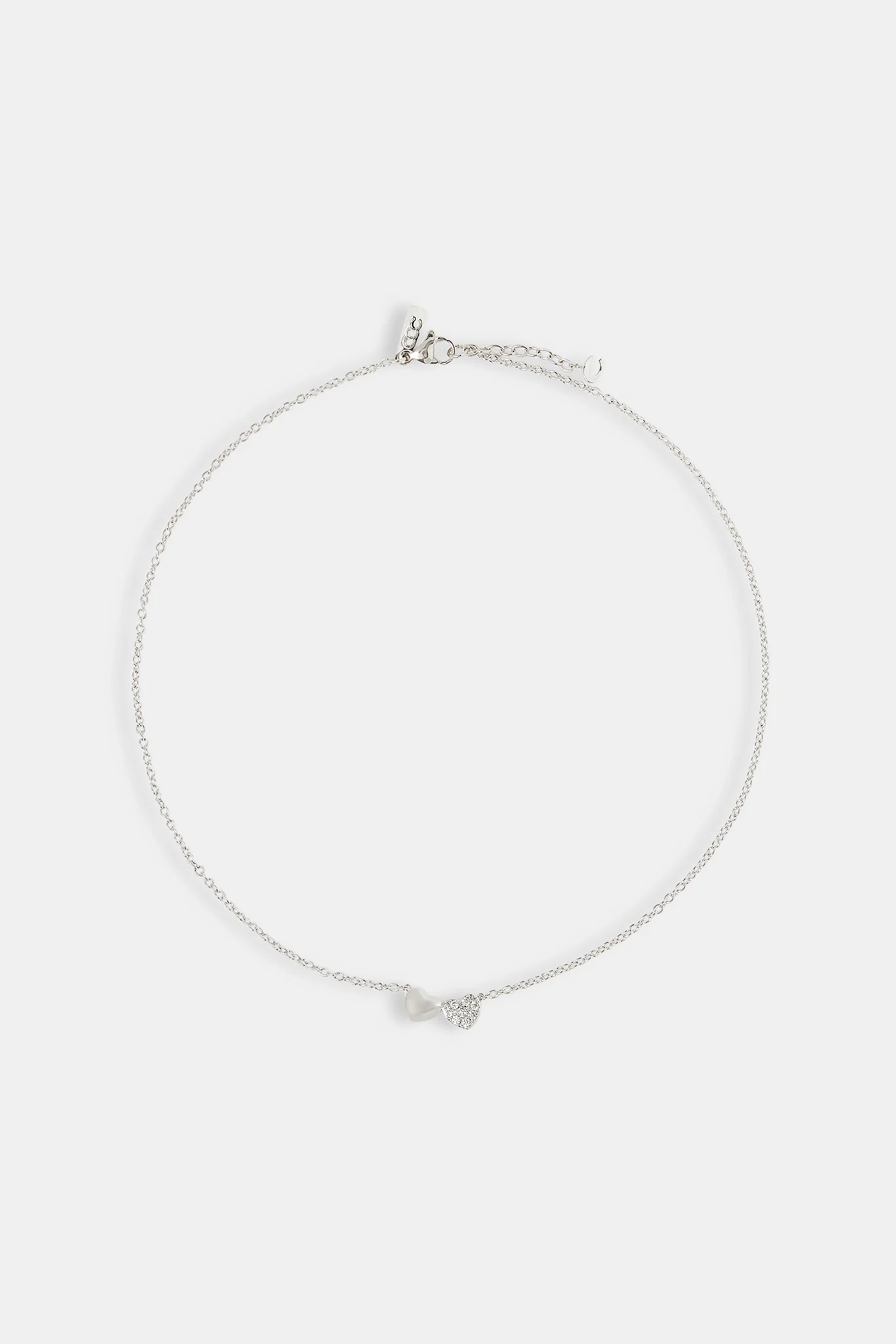 Double Heart Necklace - 8mm - White - Image 4