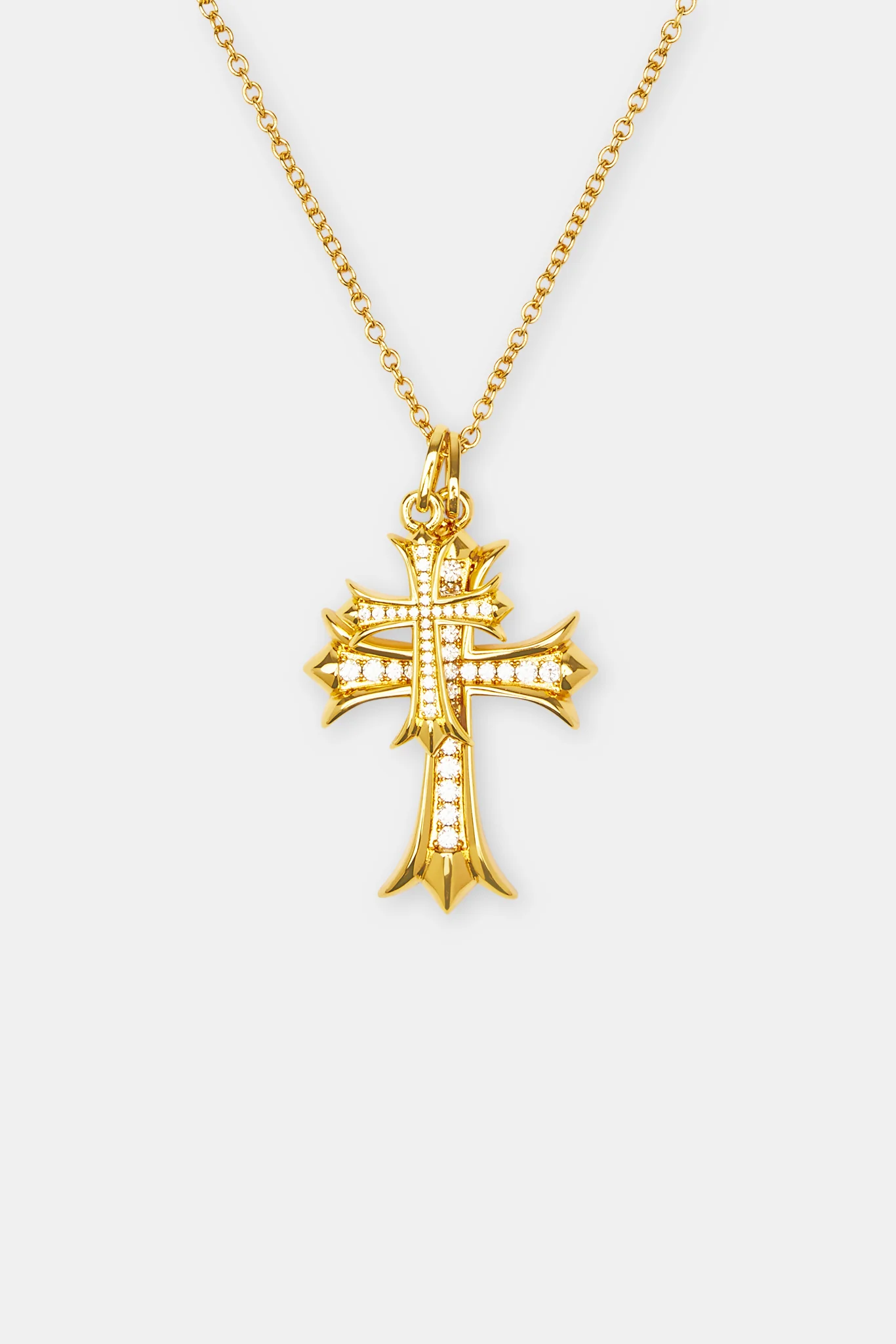 Double Iced Cross Necklace - 40mm - Image 2