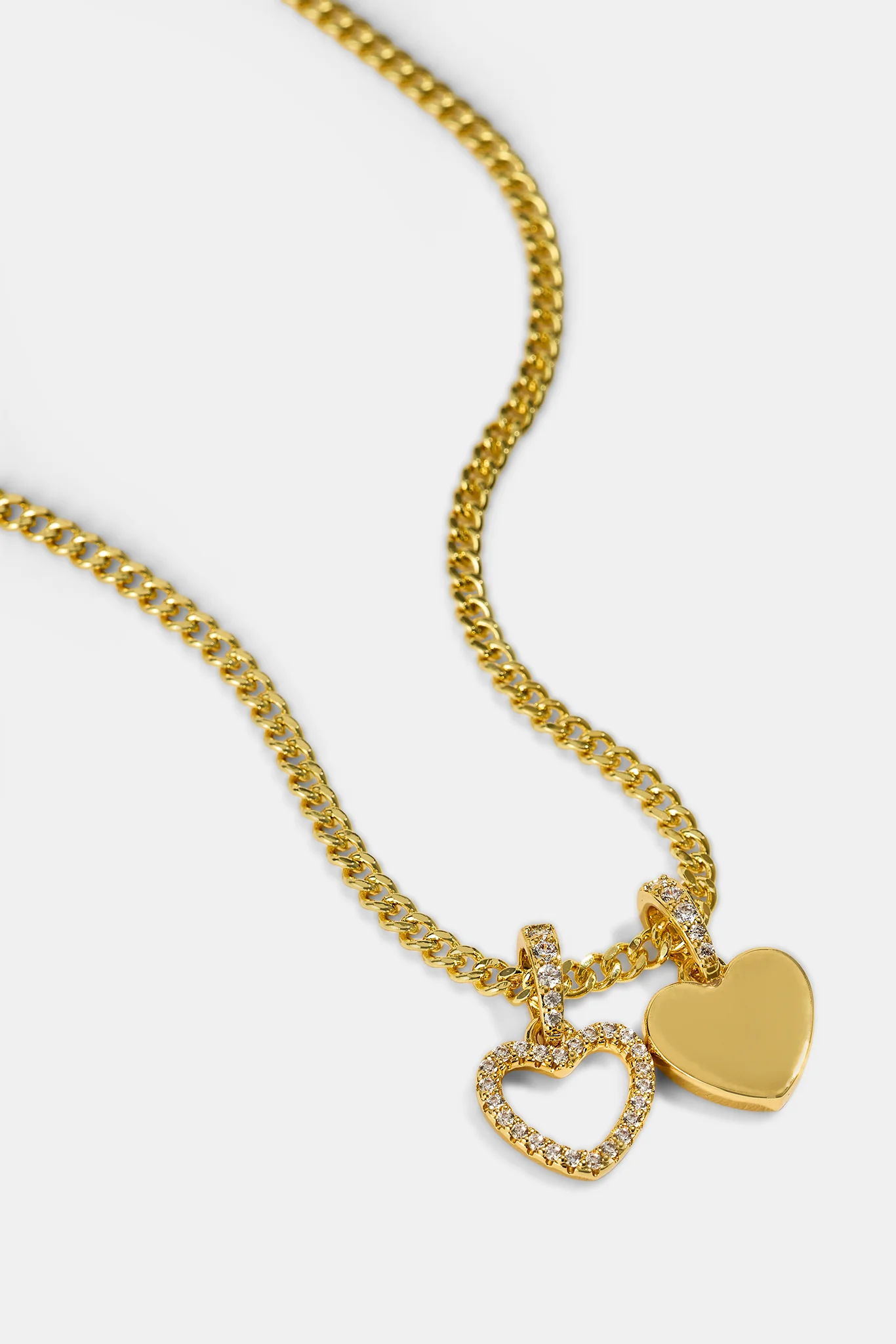 Double Layer Heart Necklace - 10mm - Gold - Image 3